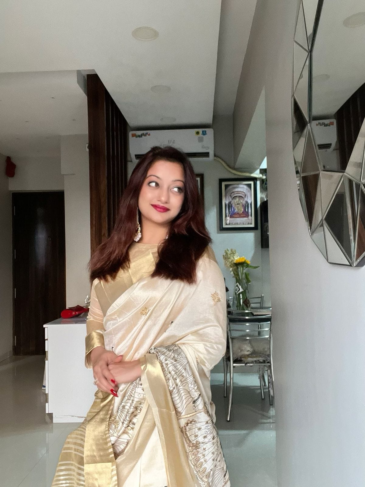 Cream Shade Premium Tussar Silk Sarees