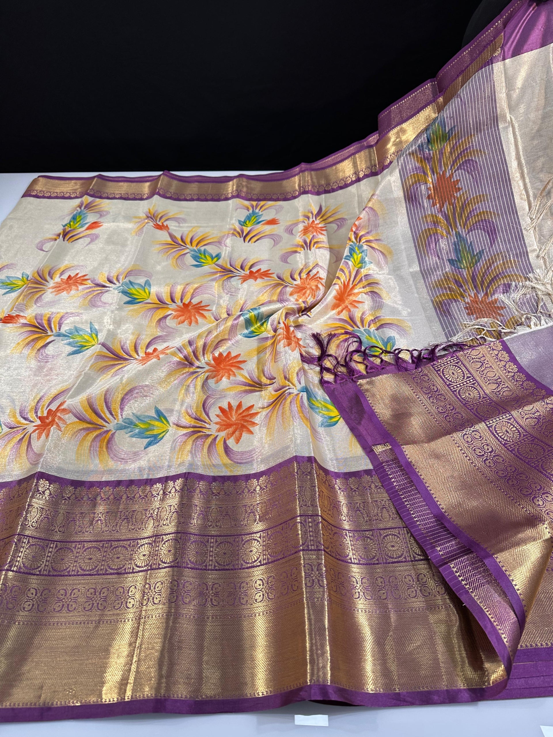 Premium Banarasi Soft Tissue Silk Saree
Specially Designed Light Weight