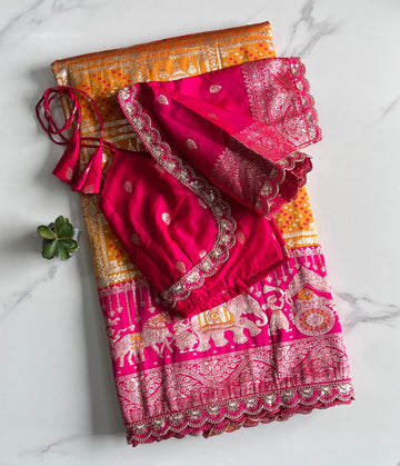 Premium Banarasi Pattu Saree with Readymade Blouse