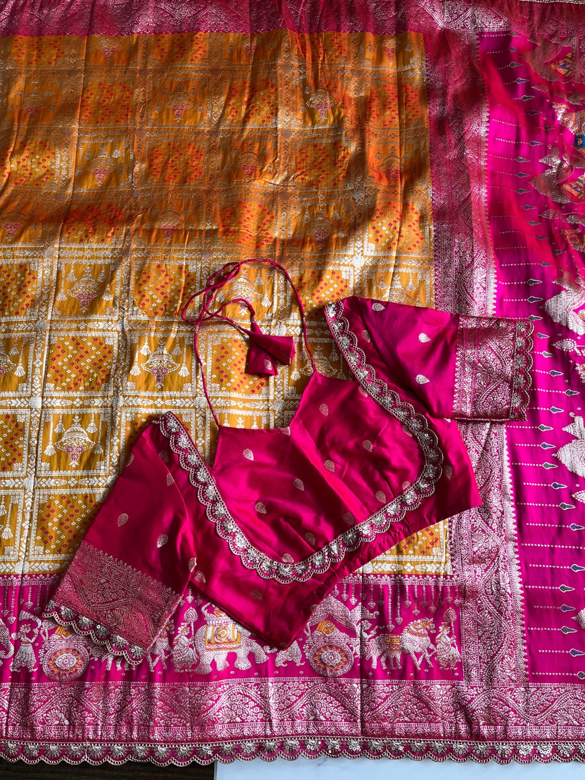 Premium Banarasi Pattu Saree with Readymade Blouse