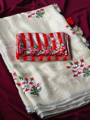 Premium Glass German Chiffon Chex Saree