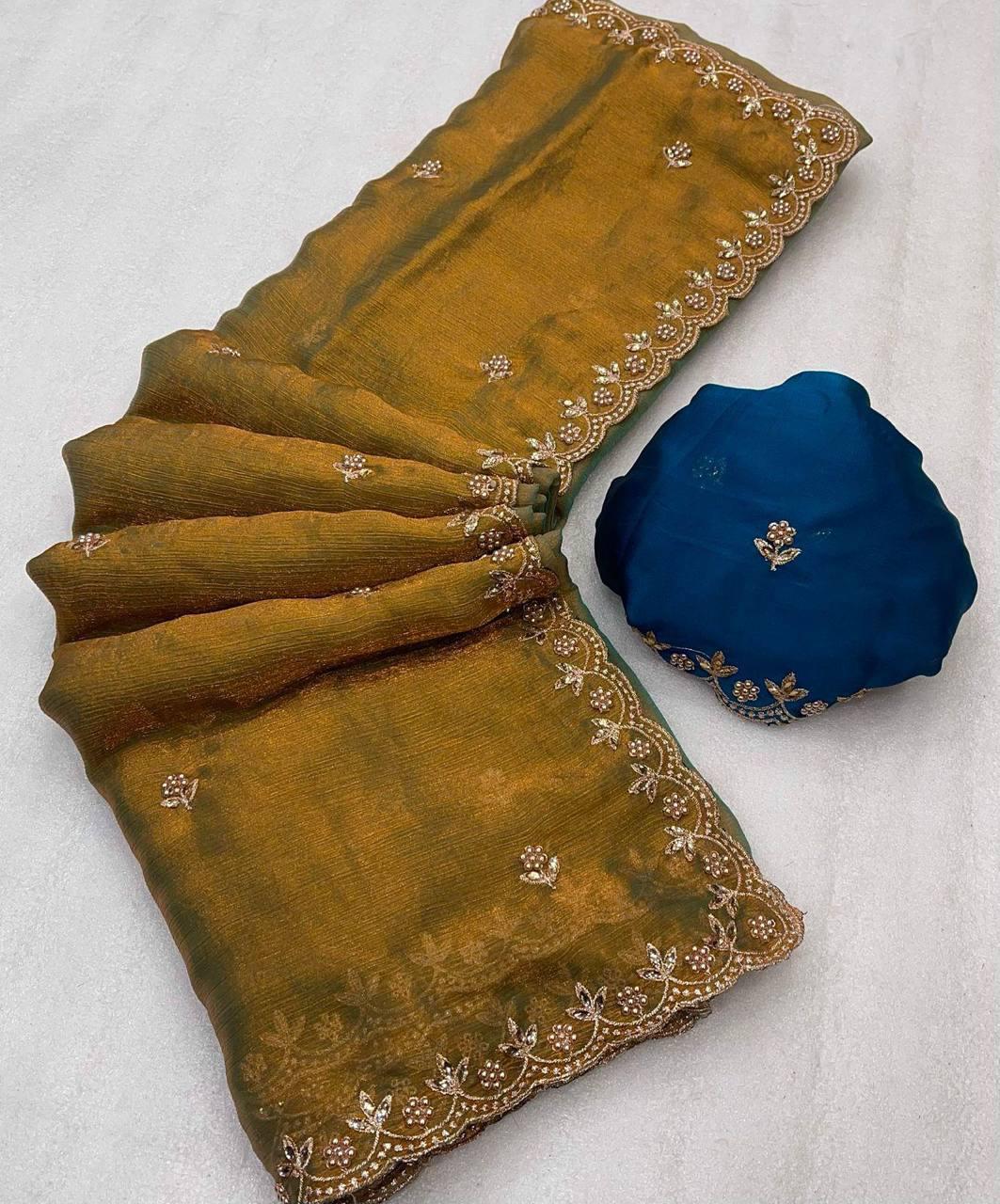 Fendy Chiffon Sarees with Beautiful Work