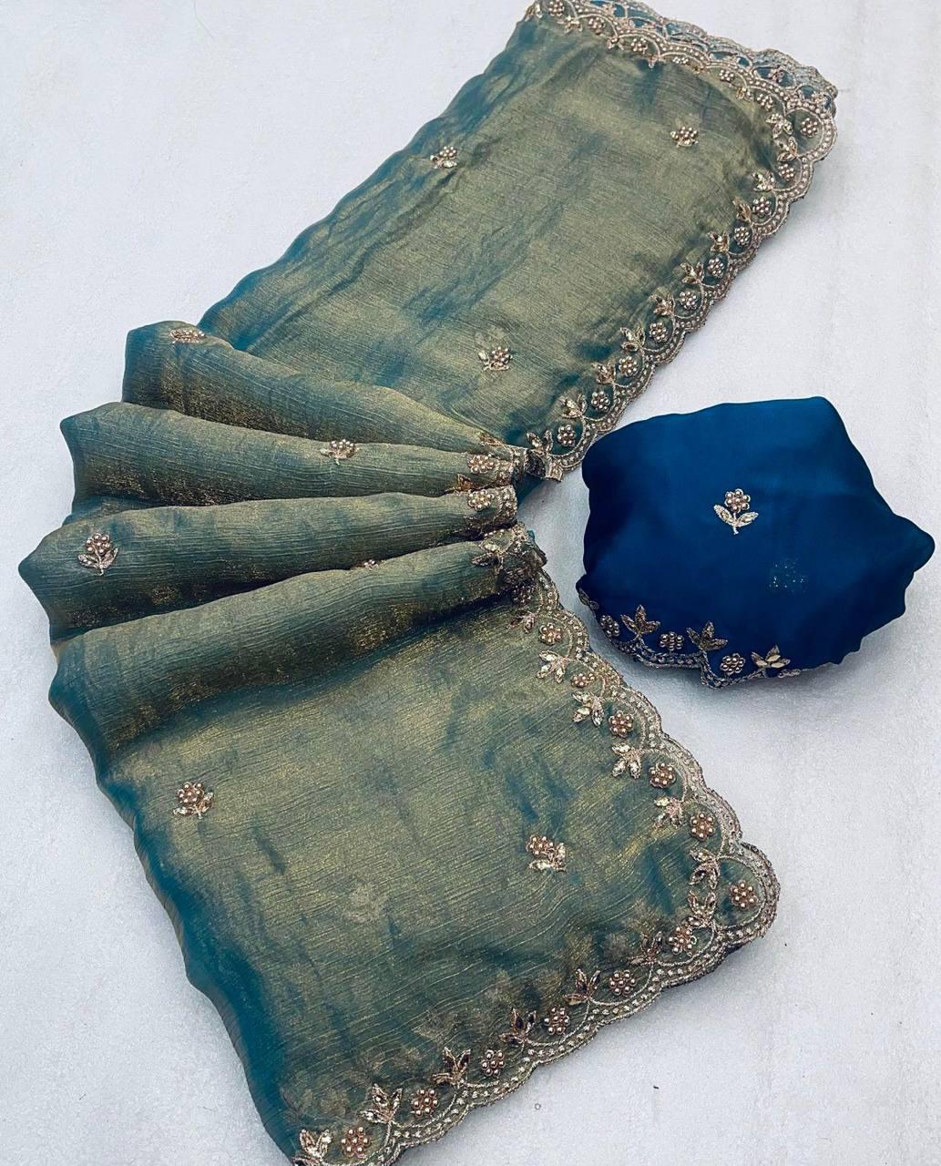 Fendy Chiffon Sarees with Beautiful Work