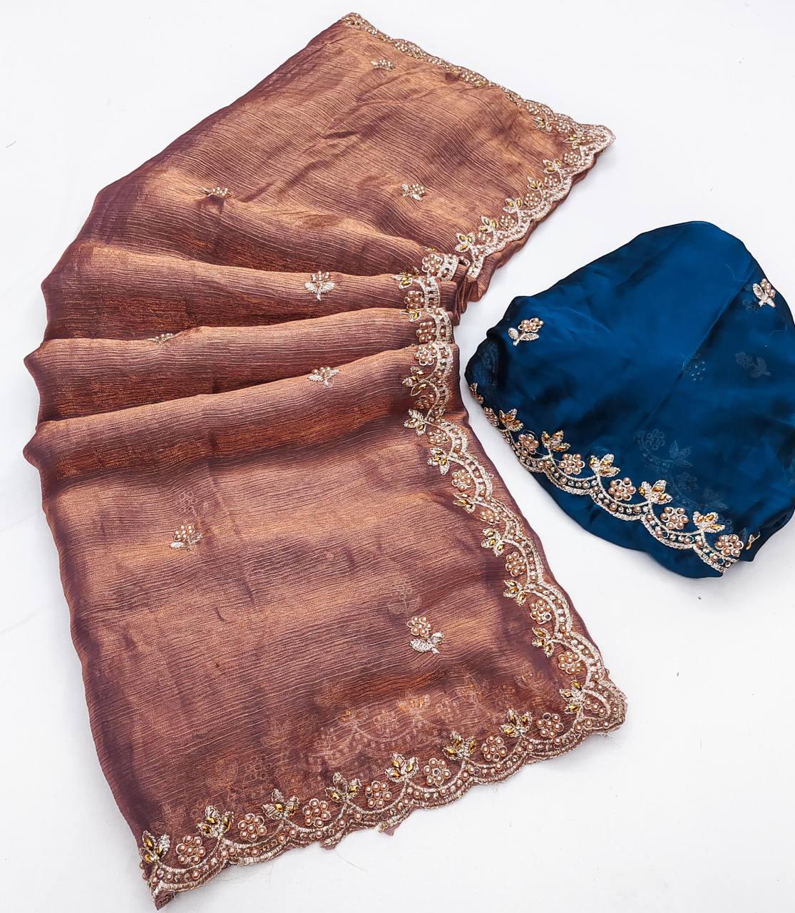 Fendy Chiffon Sarees with Beautiful Work