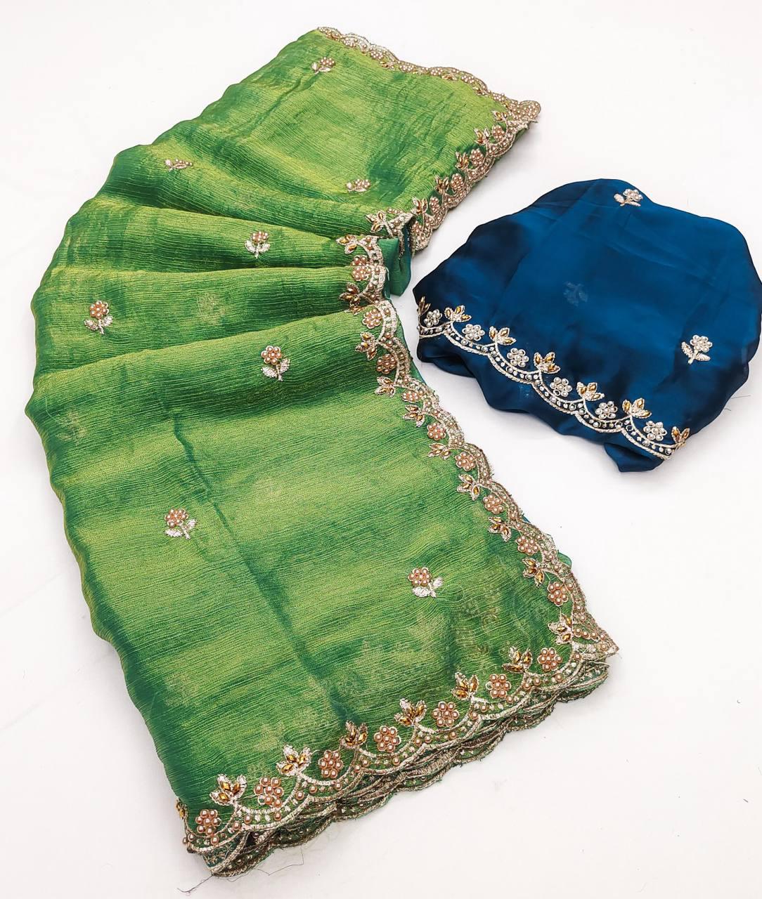 Fendy Chiffon Sarees with Beautiful Work