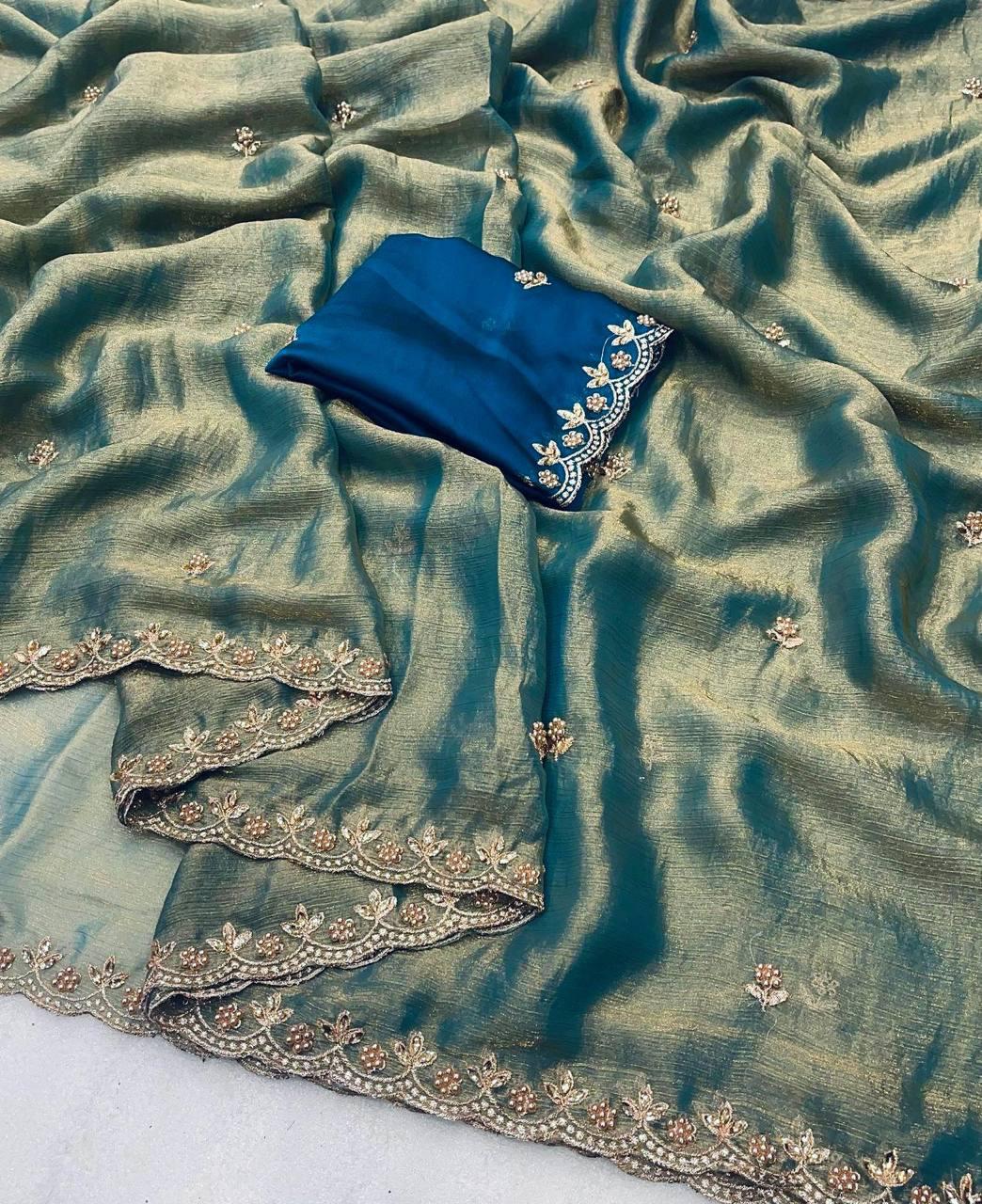 Fendy Chiffon Sarees with Beautiful Work