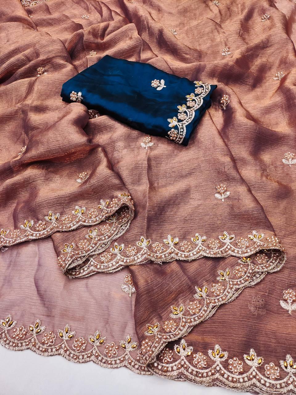 Fendy Chiffon Sarees with Beautiful Work