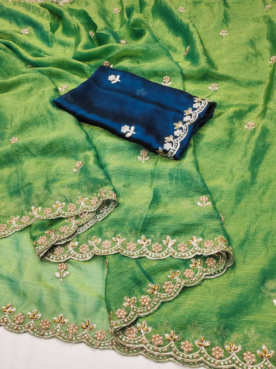Fendy Chiffon Sarees with Beautiful Work