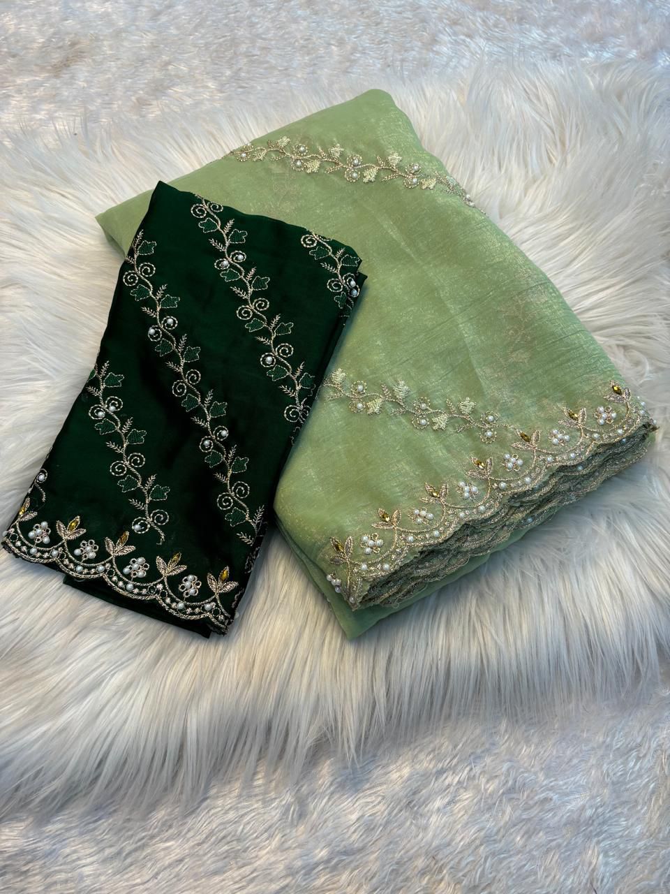 Soft Crunchy Designer Saree with Contrast Blouse