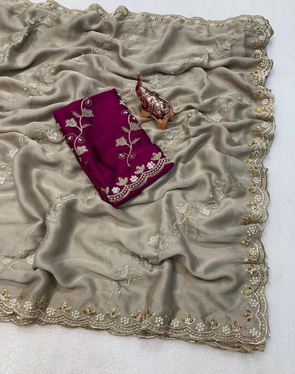 Soft Crunchy Designer Saree with Contrast Blouse