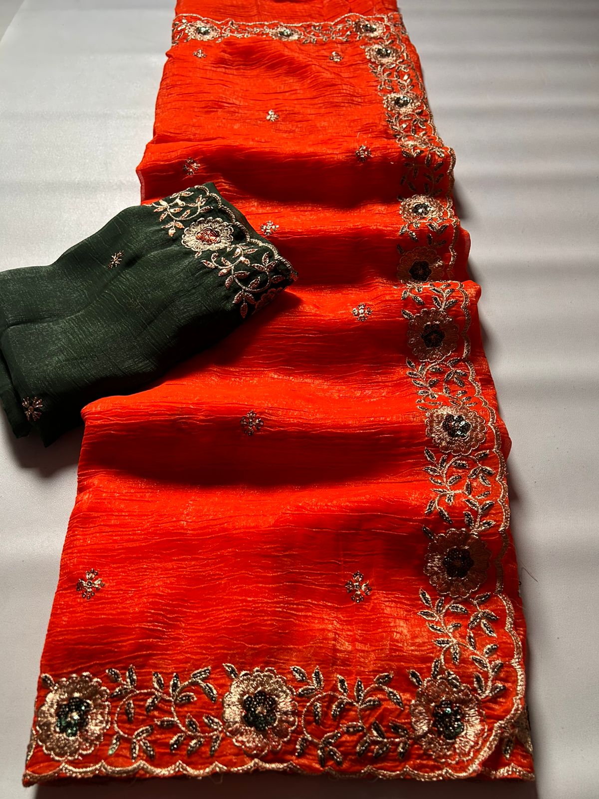 Orange Soft Crunchy Saree
