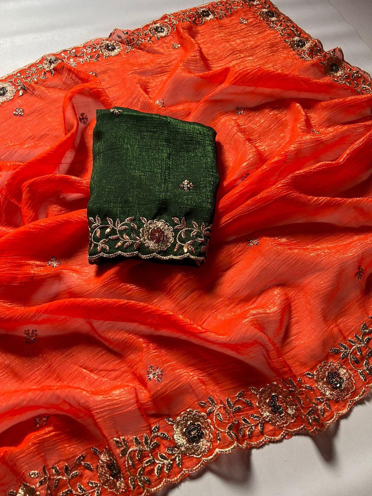 Orange Soft Crunchy Saree