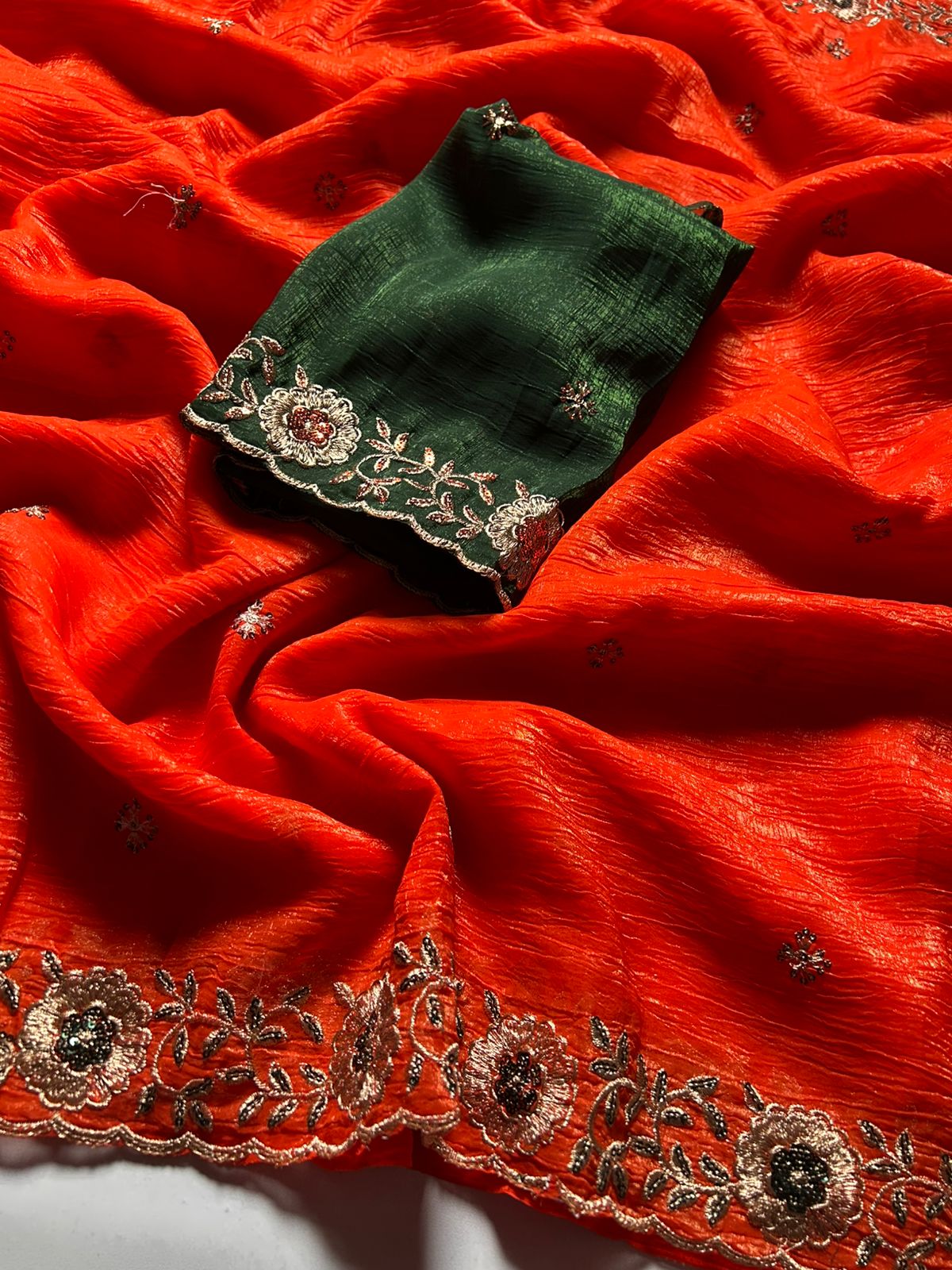 Orange Soft Crunchy Saree
