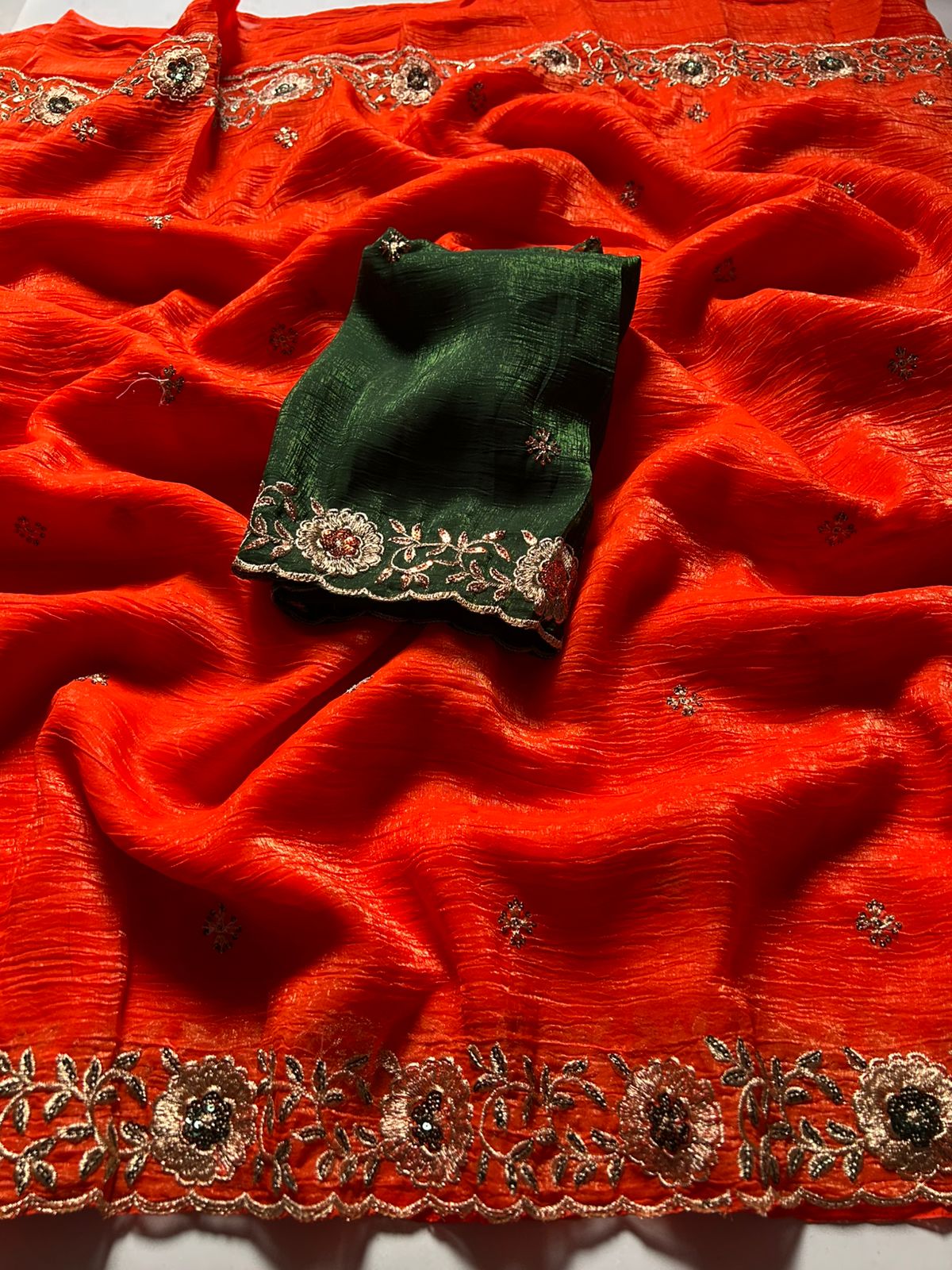 Orange Soft Crunchy Saree