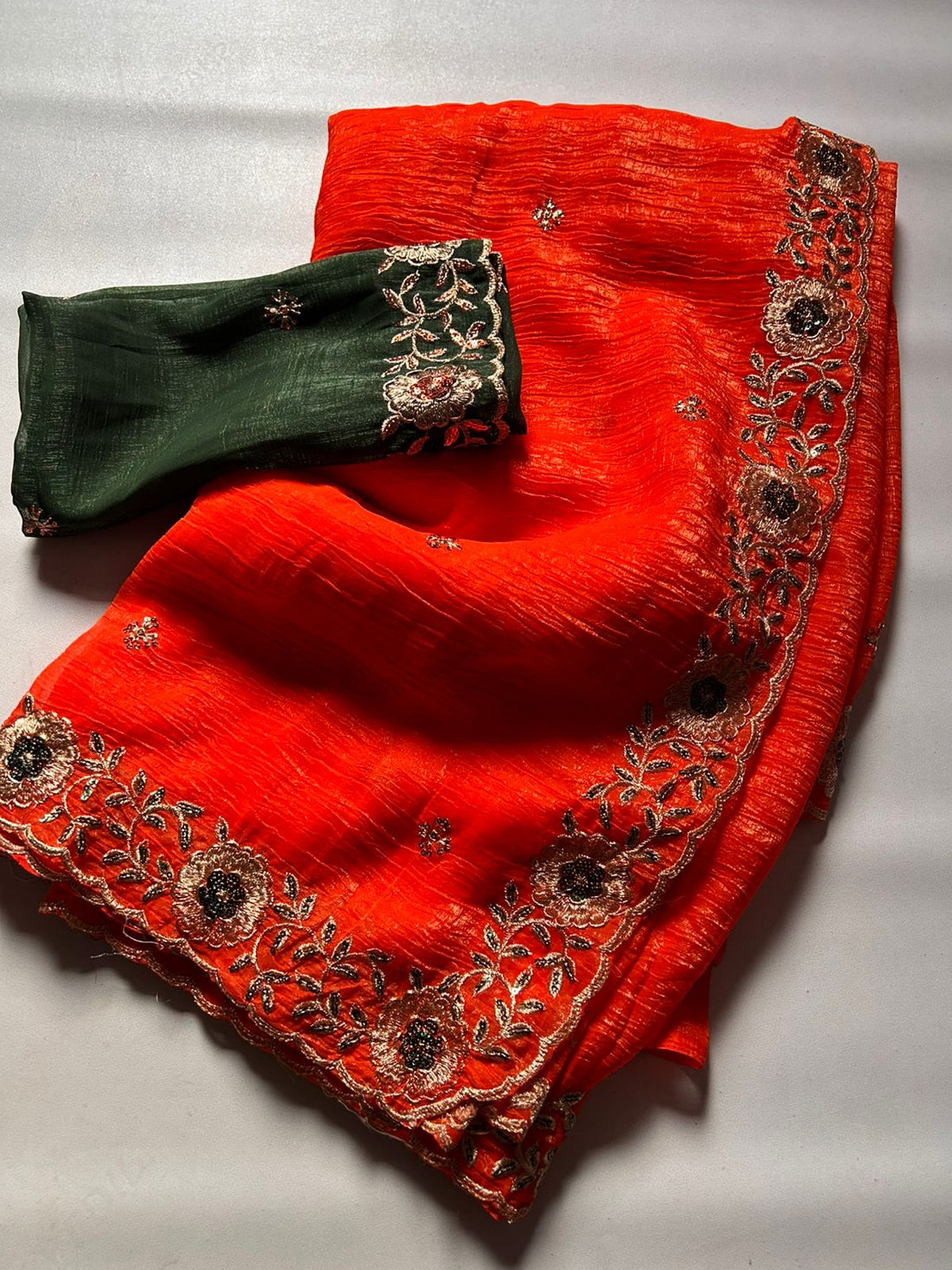 Orange Soft Crunchy Saree