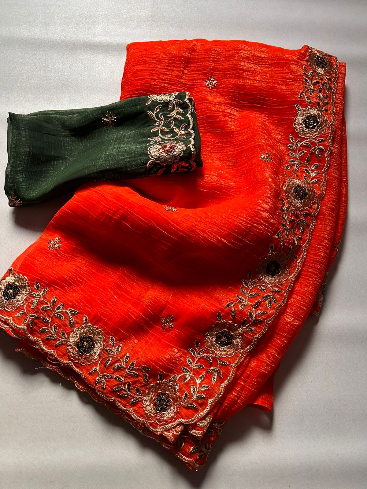 Orange Soft Crunchy Saree