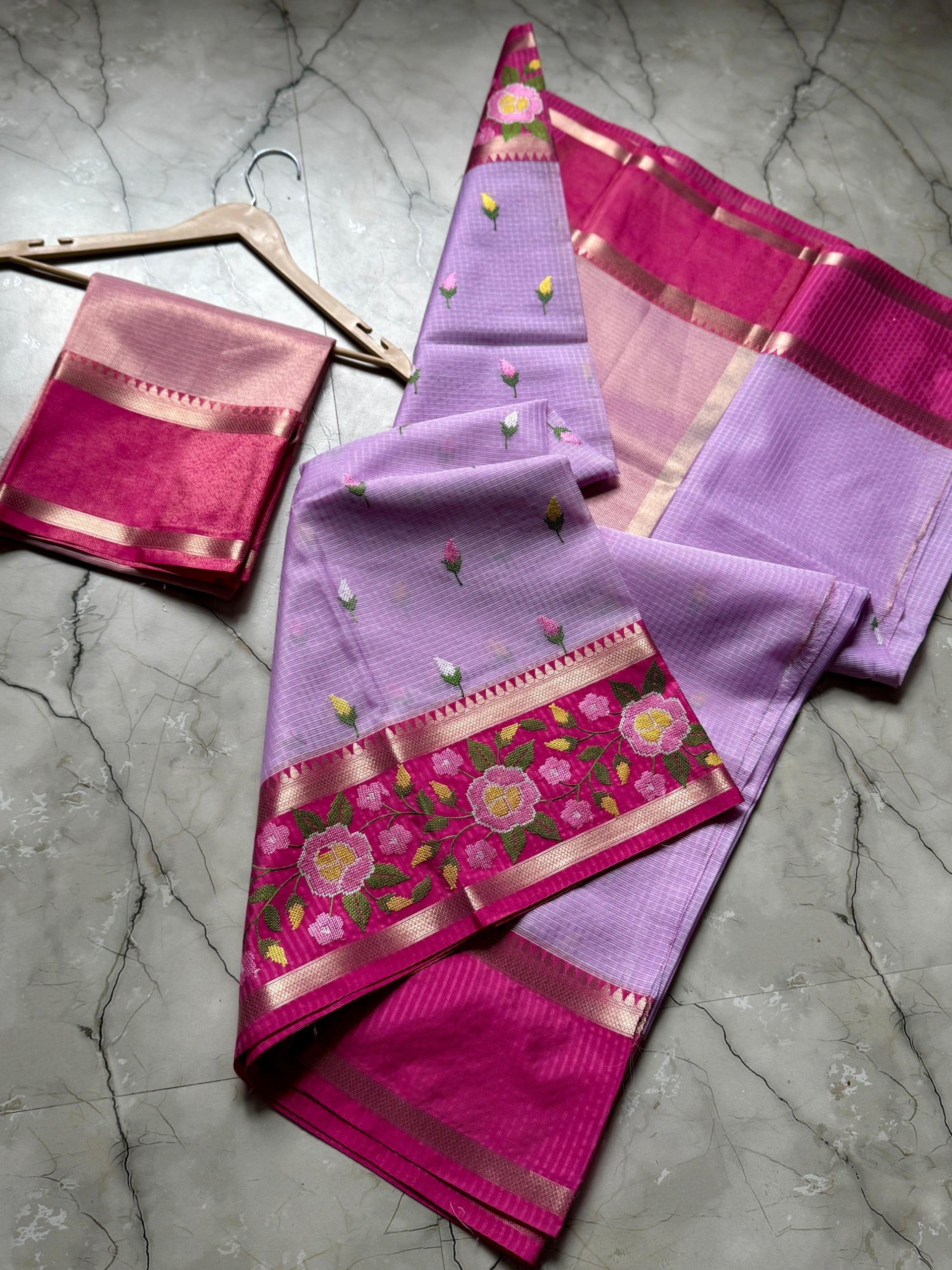 Banarasi Kota saree with embroidery