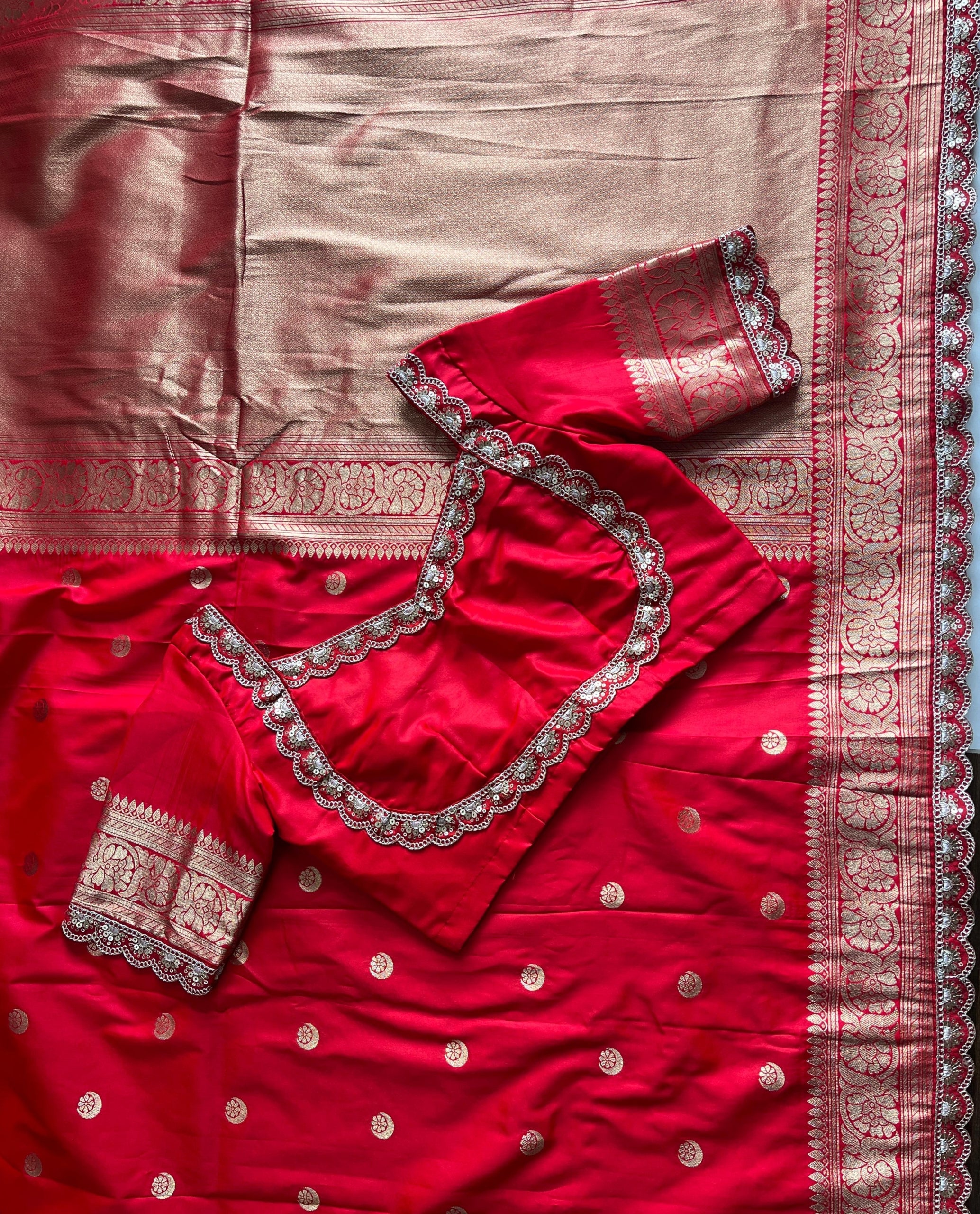 Premium Banarasi Pattu Saree with Readymade Blouse