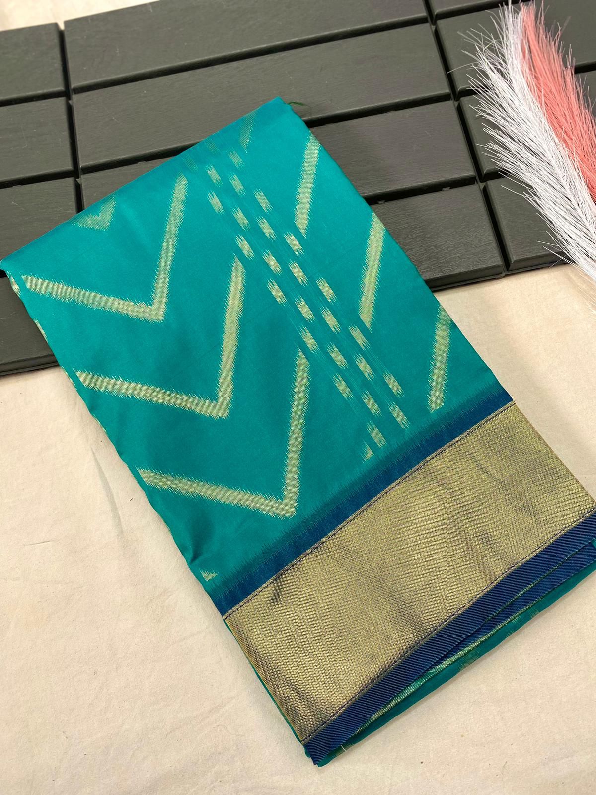Soft Silk Saree with Viscose zig zag Design