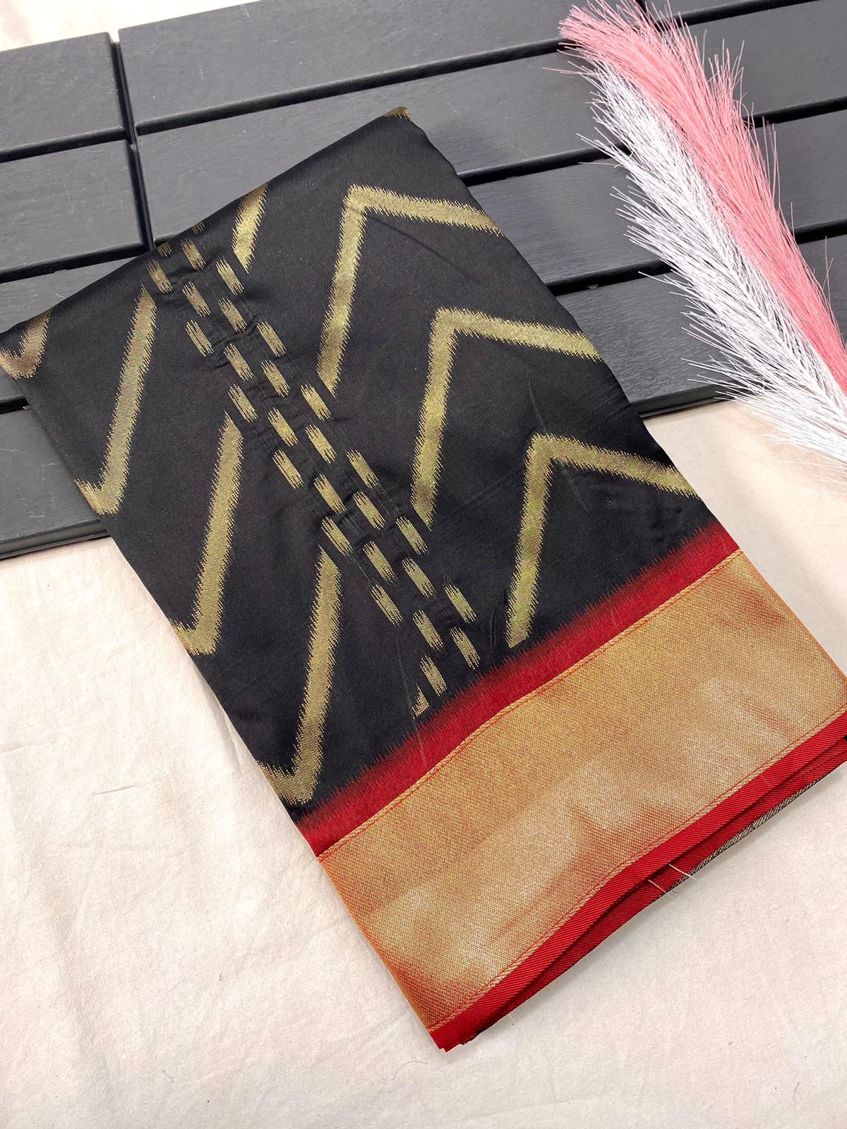 Soft Silk Saree with Viscose zig zag Design