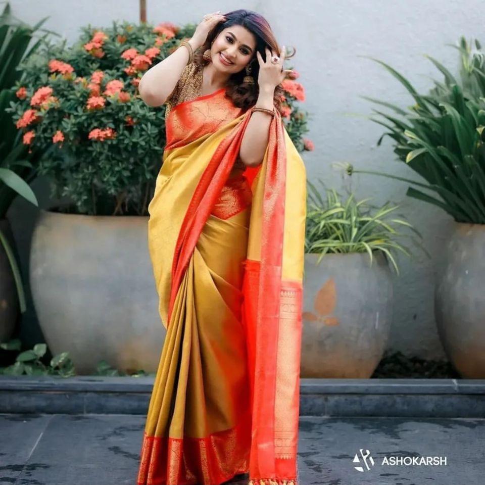 Gold Banarasi Tissue Silk Saree