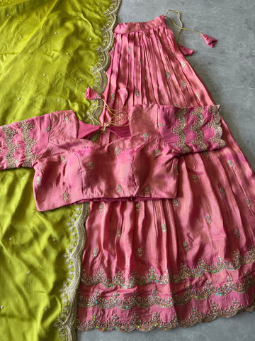 Premium Fully Stitched Free Size Lehangas (Details in Description)