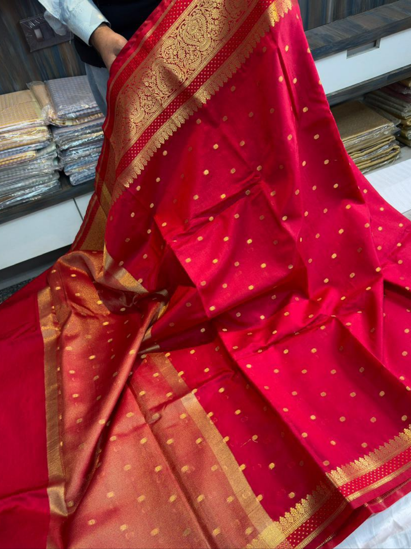 Red Banarasi Soft Pure Raw Mango Silk Saree