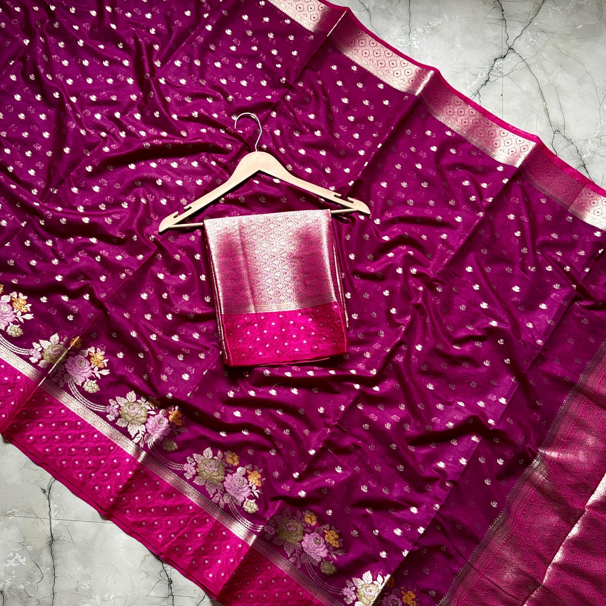 Semi Georgette Silk with Meena border
