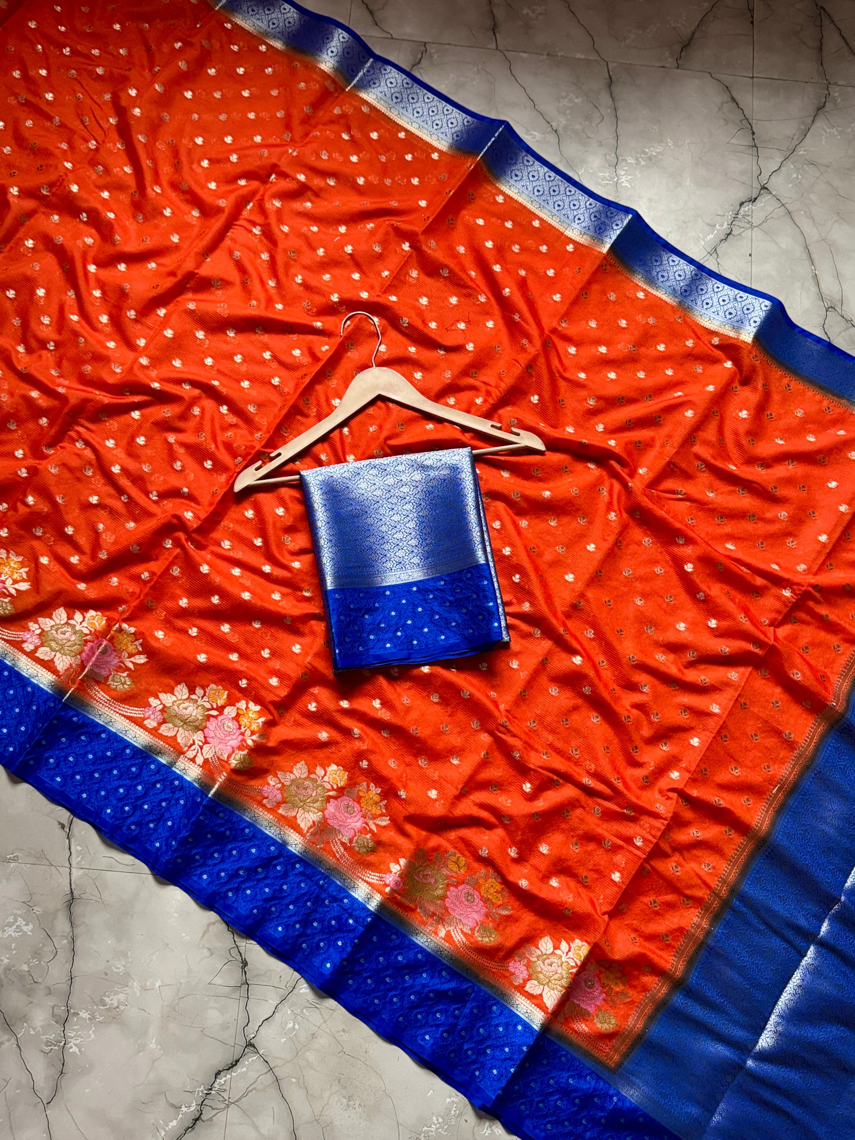 Semi Georgette Silk with Meena border