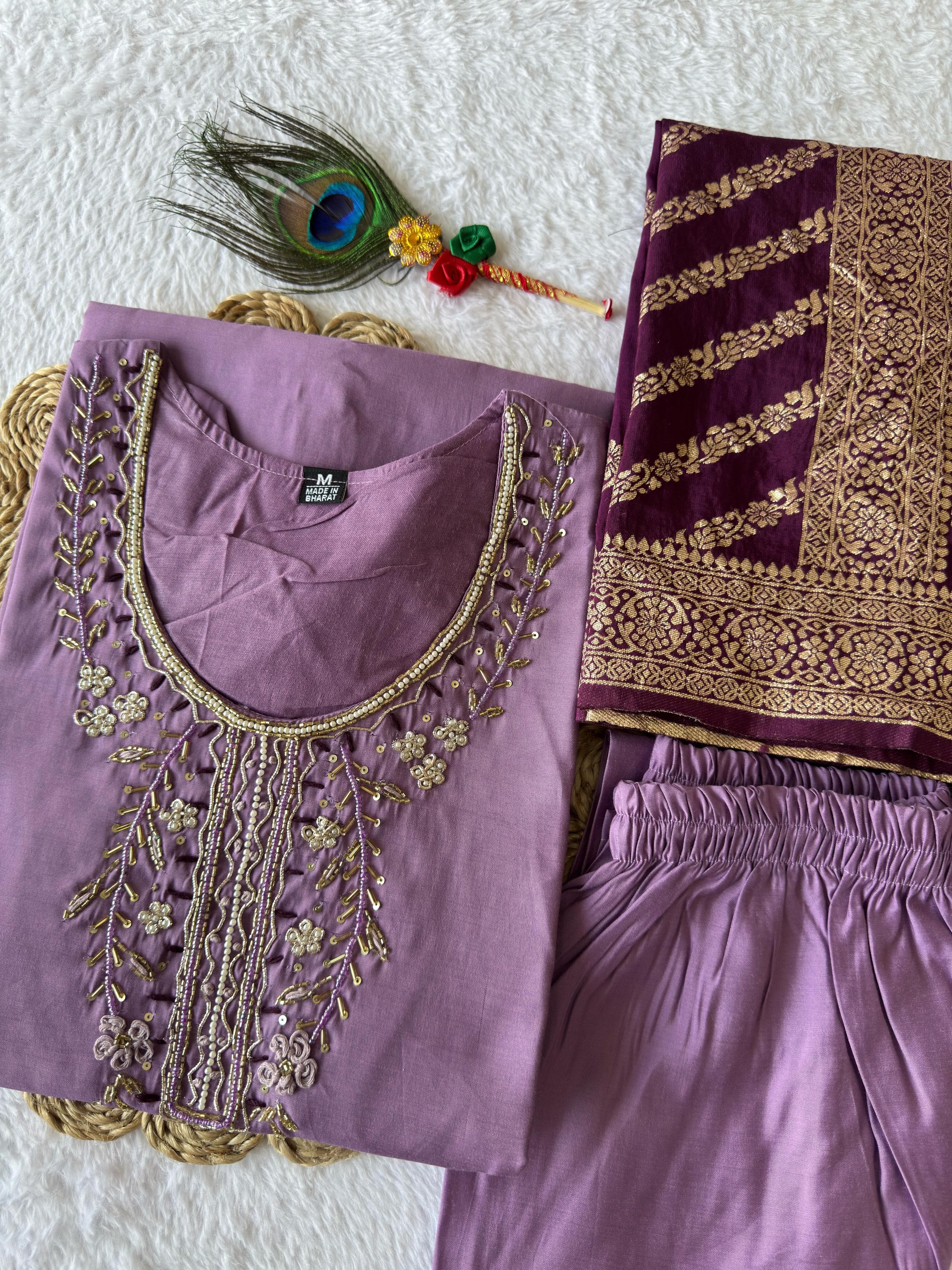 Beautiful Trending Lavender Designer Kurti Set