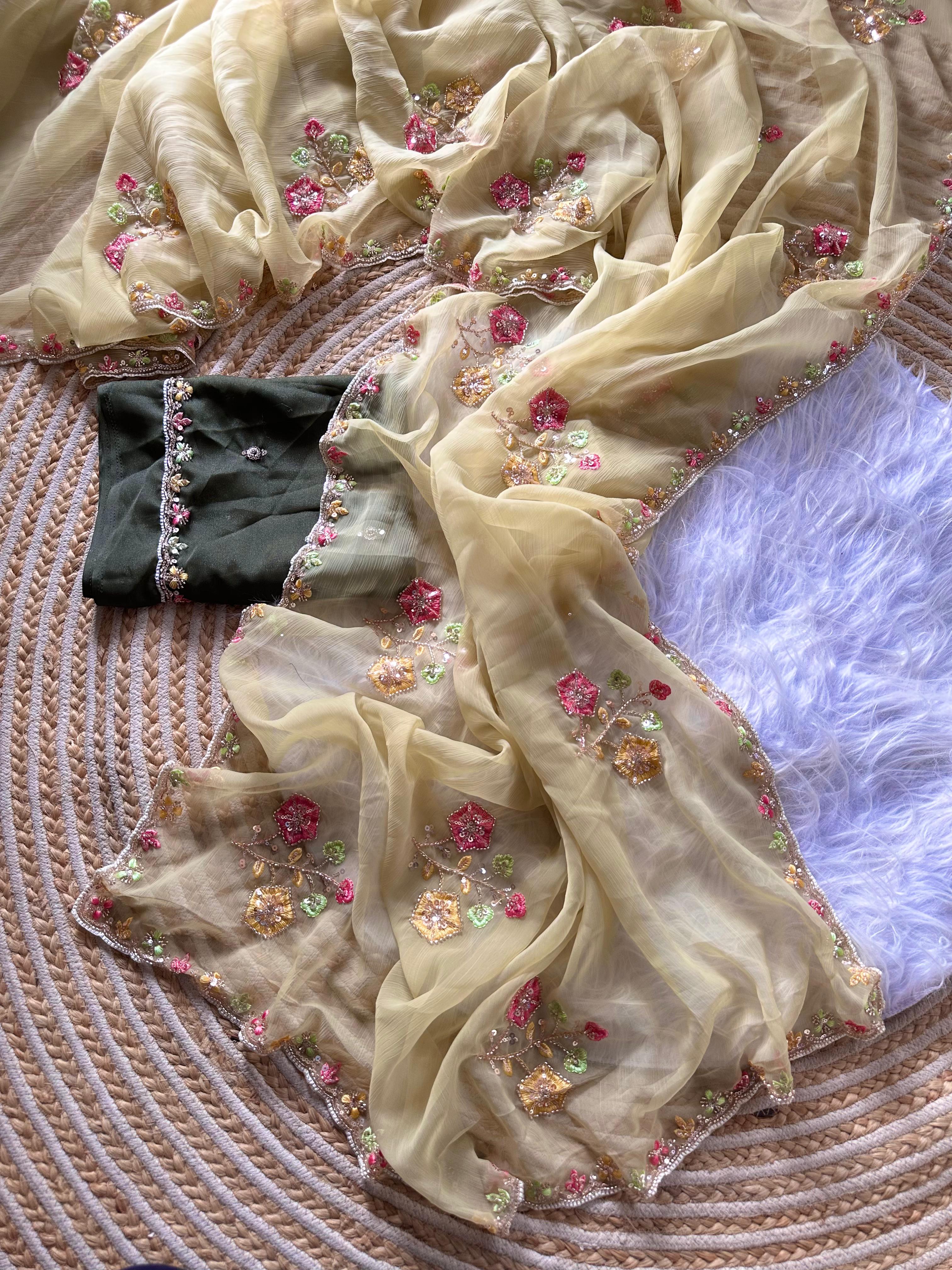 Pure Soft Wari Work Chiffon Silk Sarees