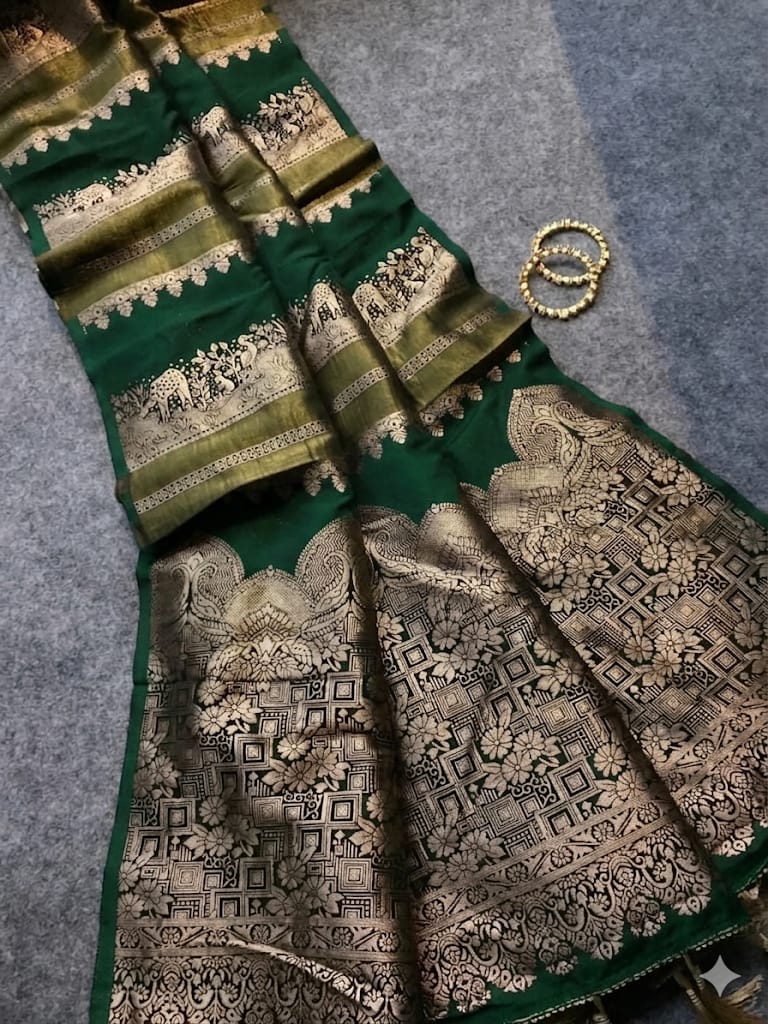 Rich Crepe Khadi tissue Paithani silk Sarees
