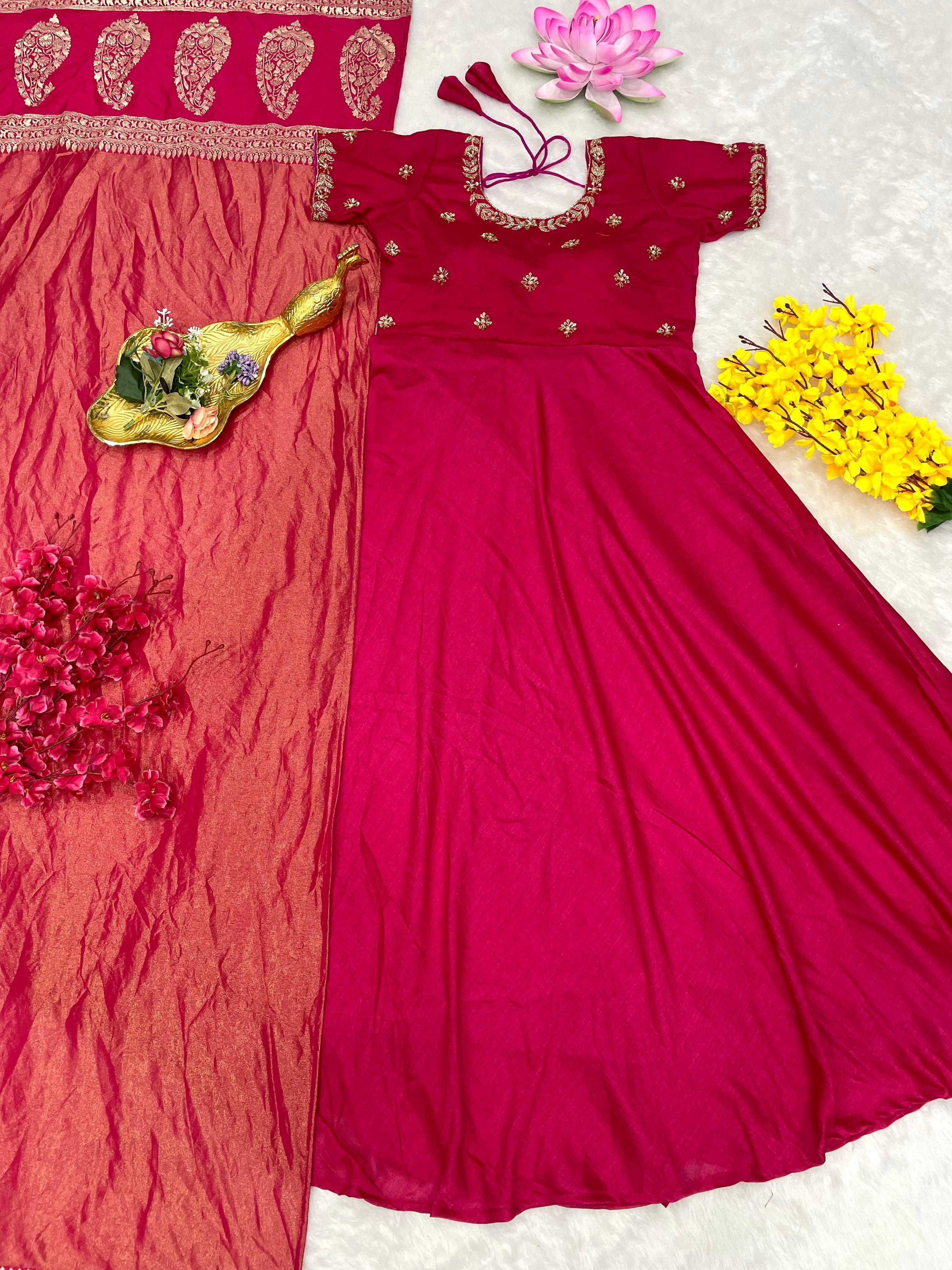 Trending Big Boss Tanuja Style Maggam Work Gown