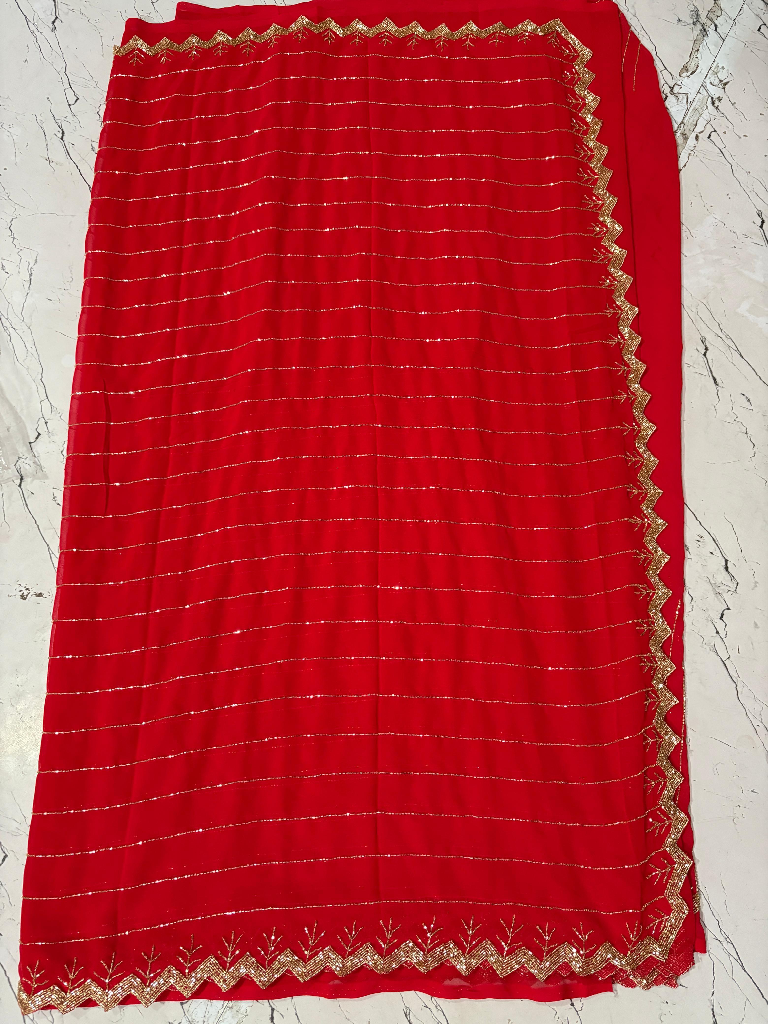 Georgette designer work saree