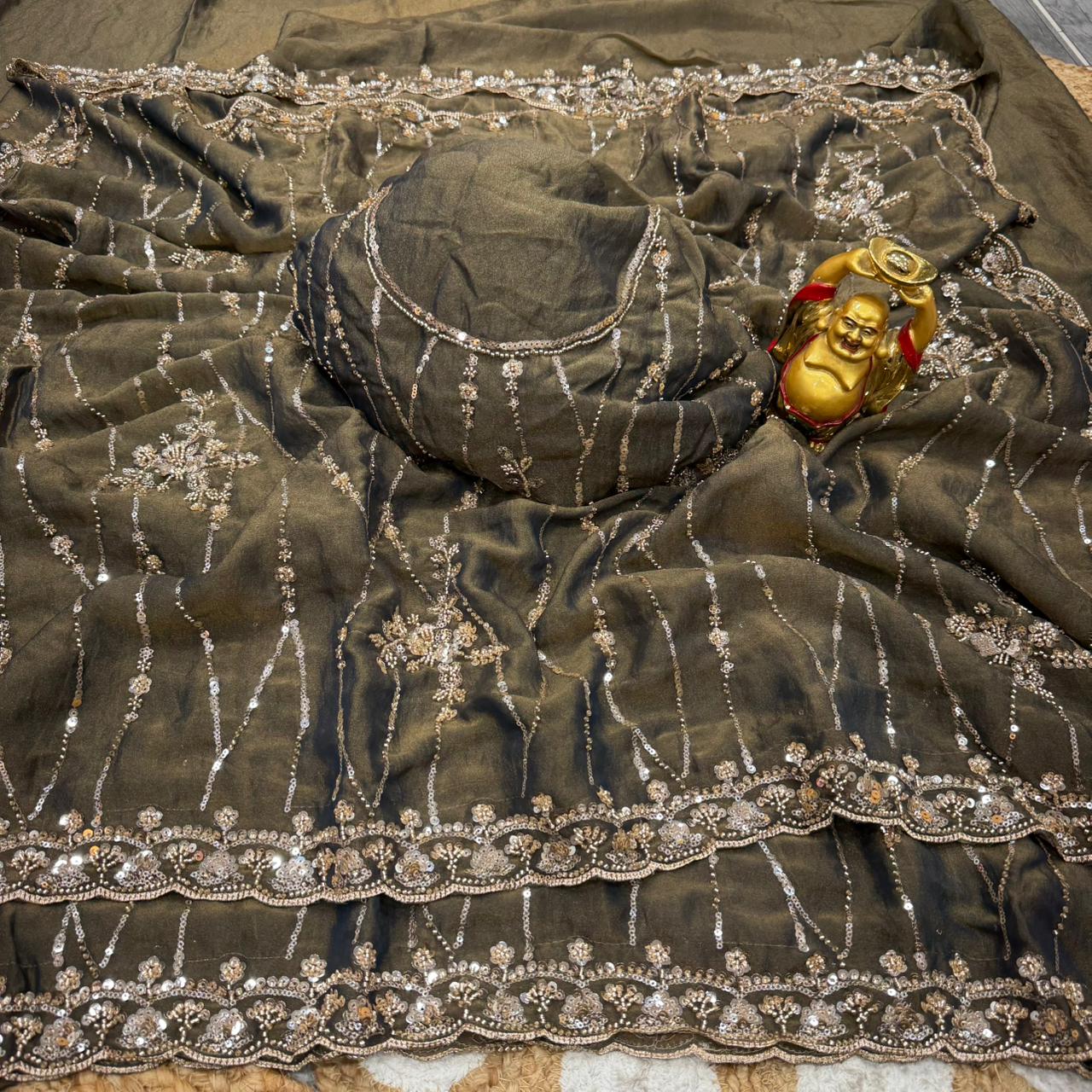 Launch Grand Party Wear Saree in Original Beeds Work