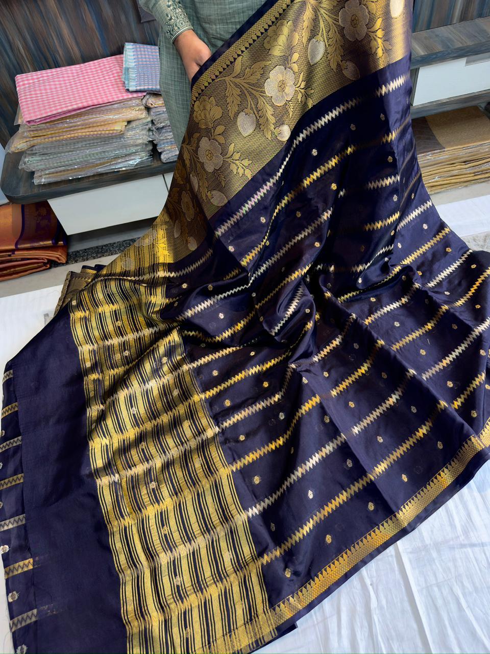 Soft Banarasi Green Mango Silk Sarees