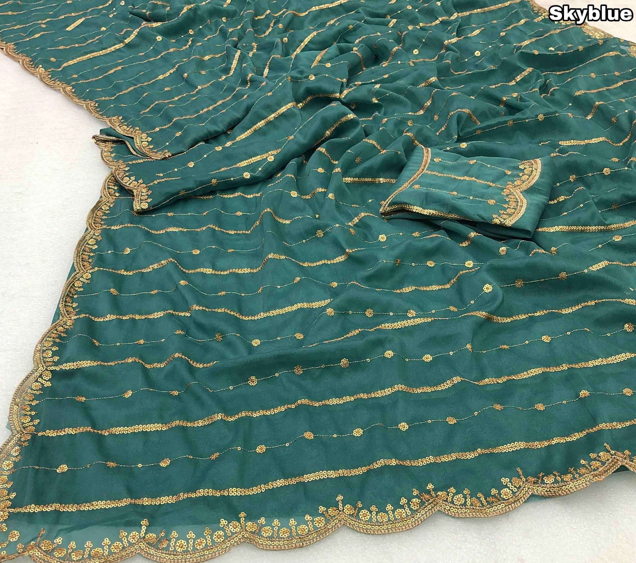 Trendy Georgette Sarees with Embroidery Sequence Work