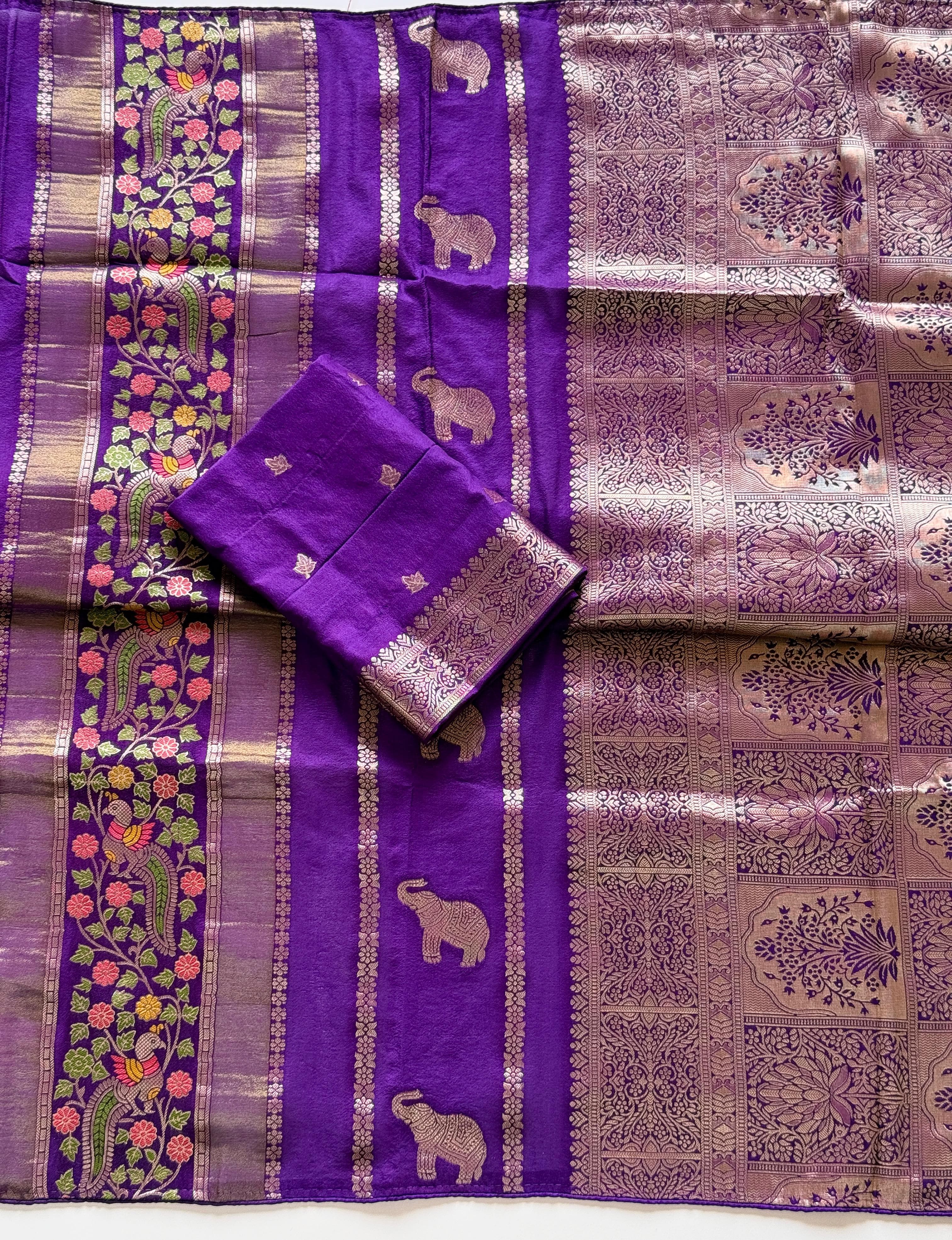 Pure Chinya Tisu Simmar Viscose Khaddi Crepe Georgette Sarees