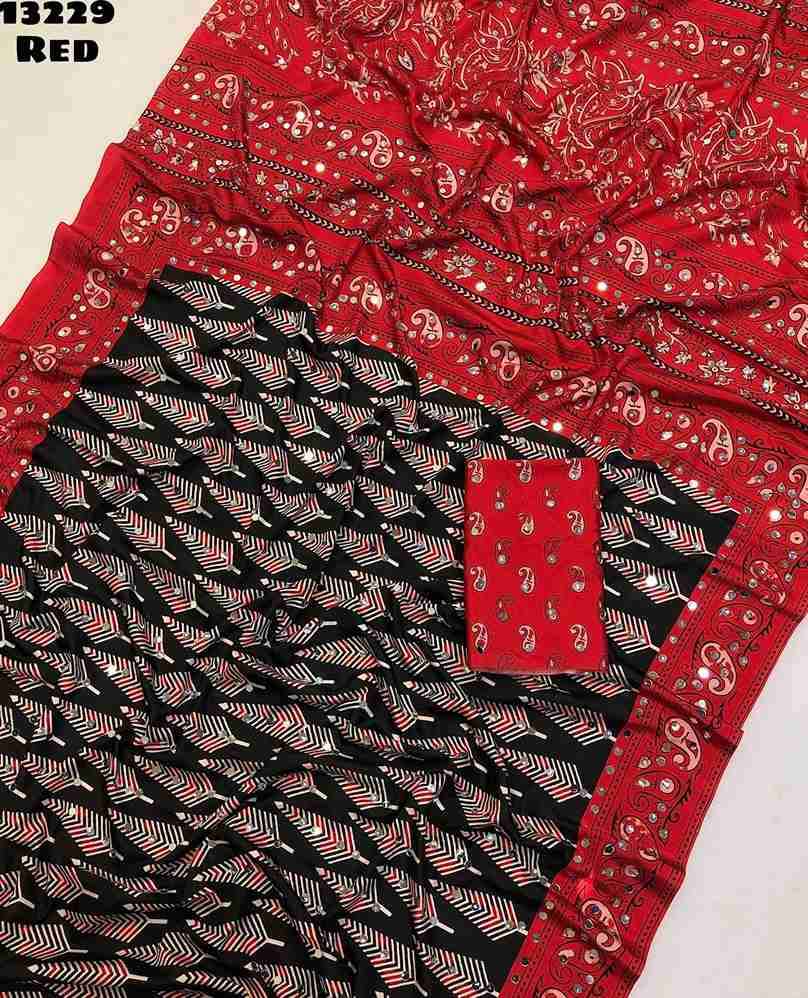 Soft Crepe Silk Ajrakh Printed Saree's