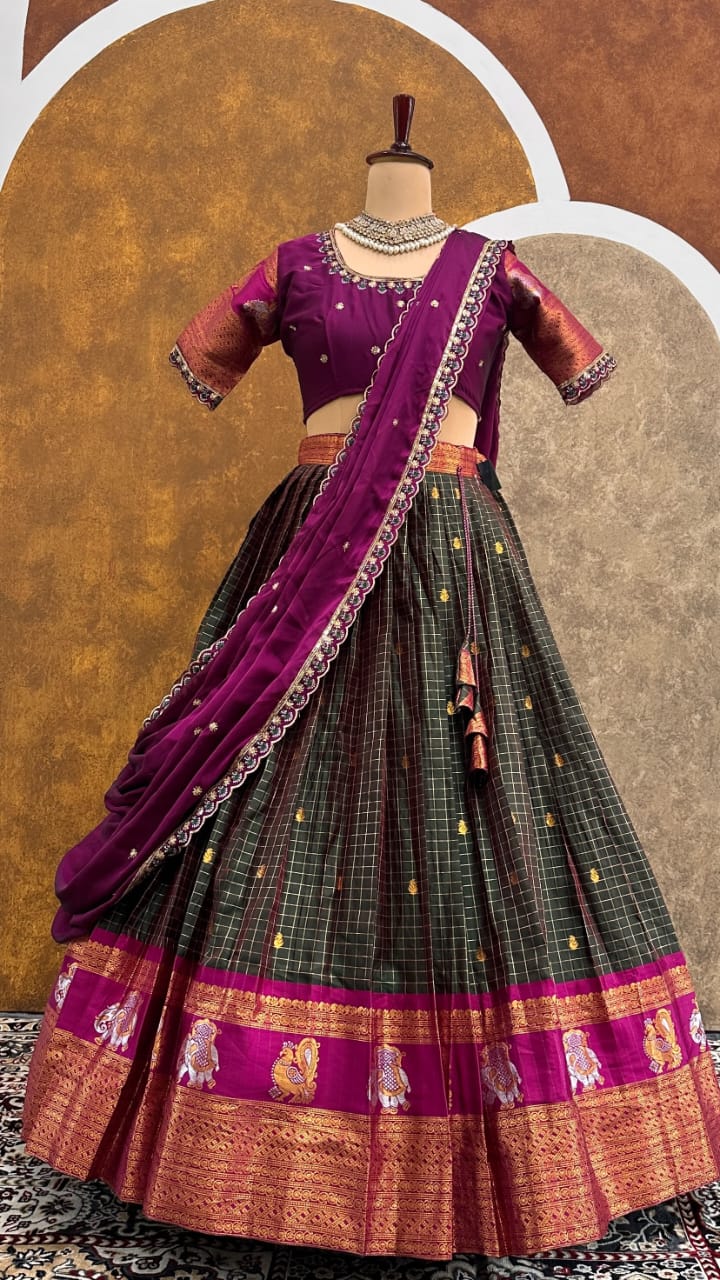Premium Quality Pure Gadhwal Silk Fully Stitched Lehenga