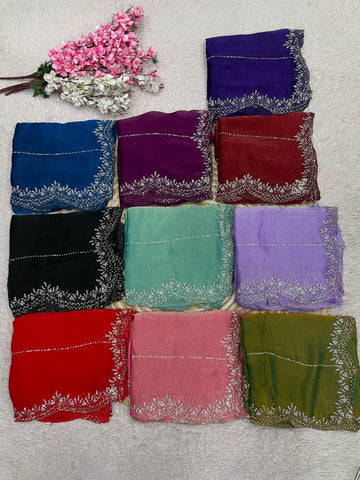 Fendy chiffon with Swarovski work
