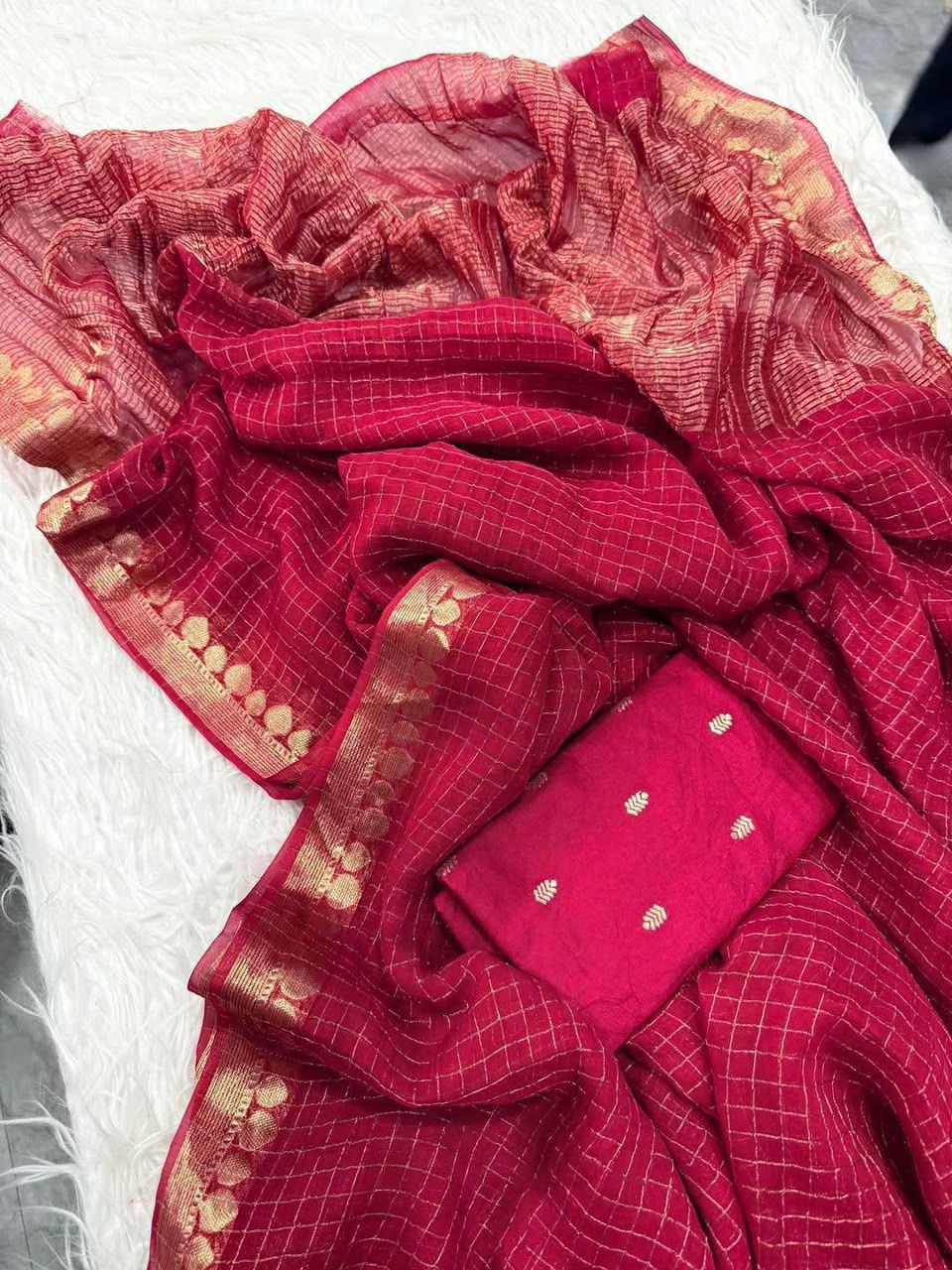 Viscose Georgette Sarees With Viscose Weaving Blouse