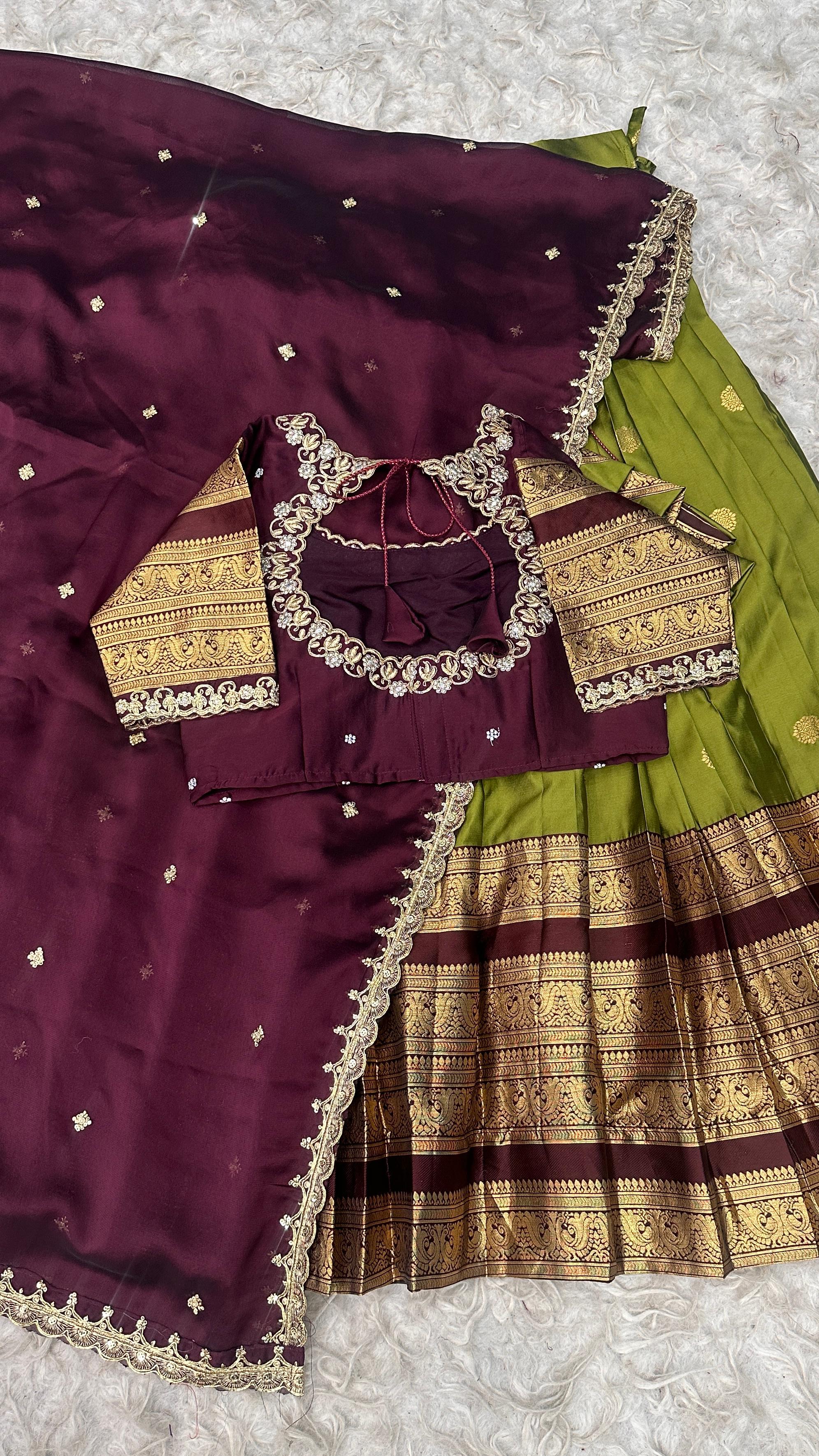 Full stiched Kanjivaram silk with big jaquerd Border
