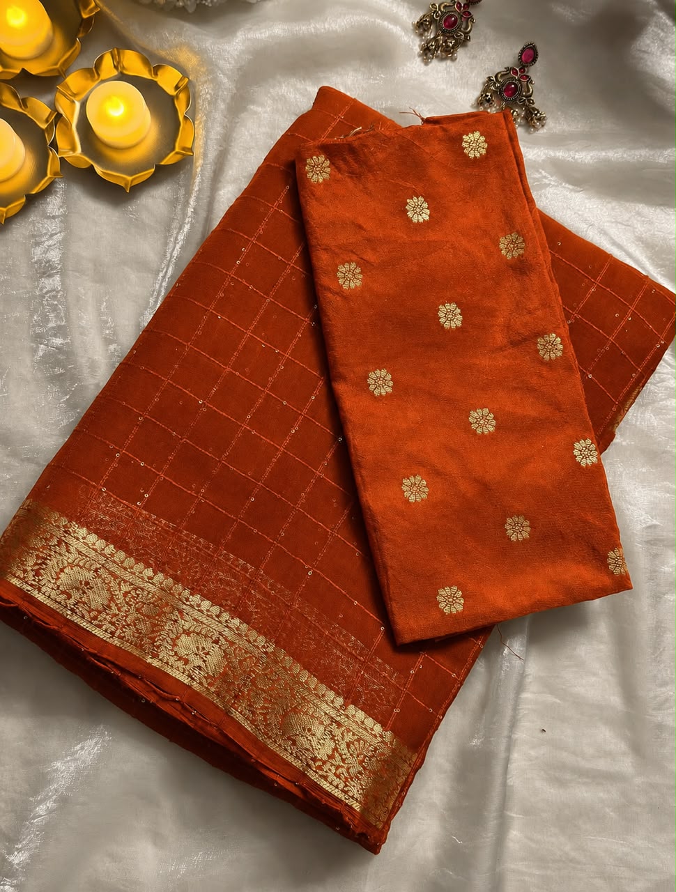 Viscose Georgette Sequence Saree With Weaving Butti Blouse