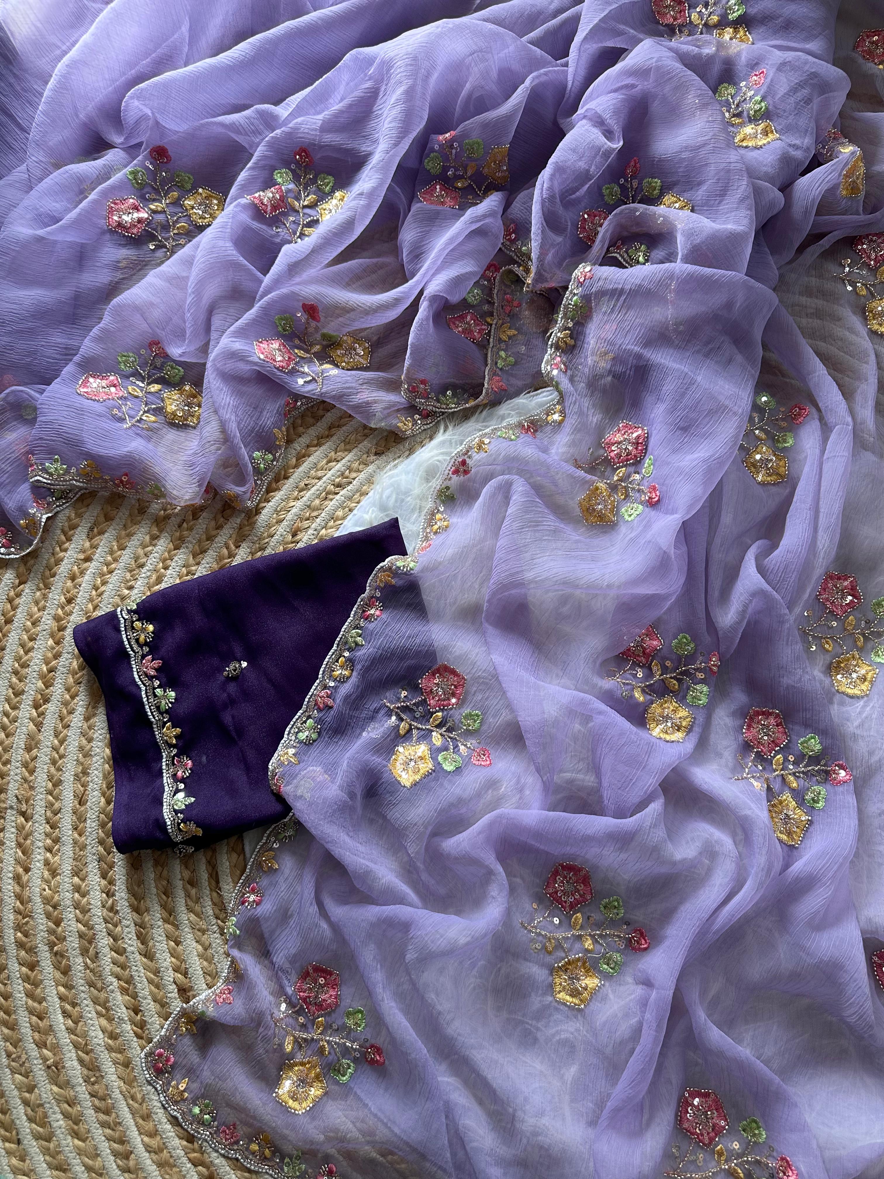 Pure Soft Wari Work Chiffon Silk Sarees