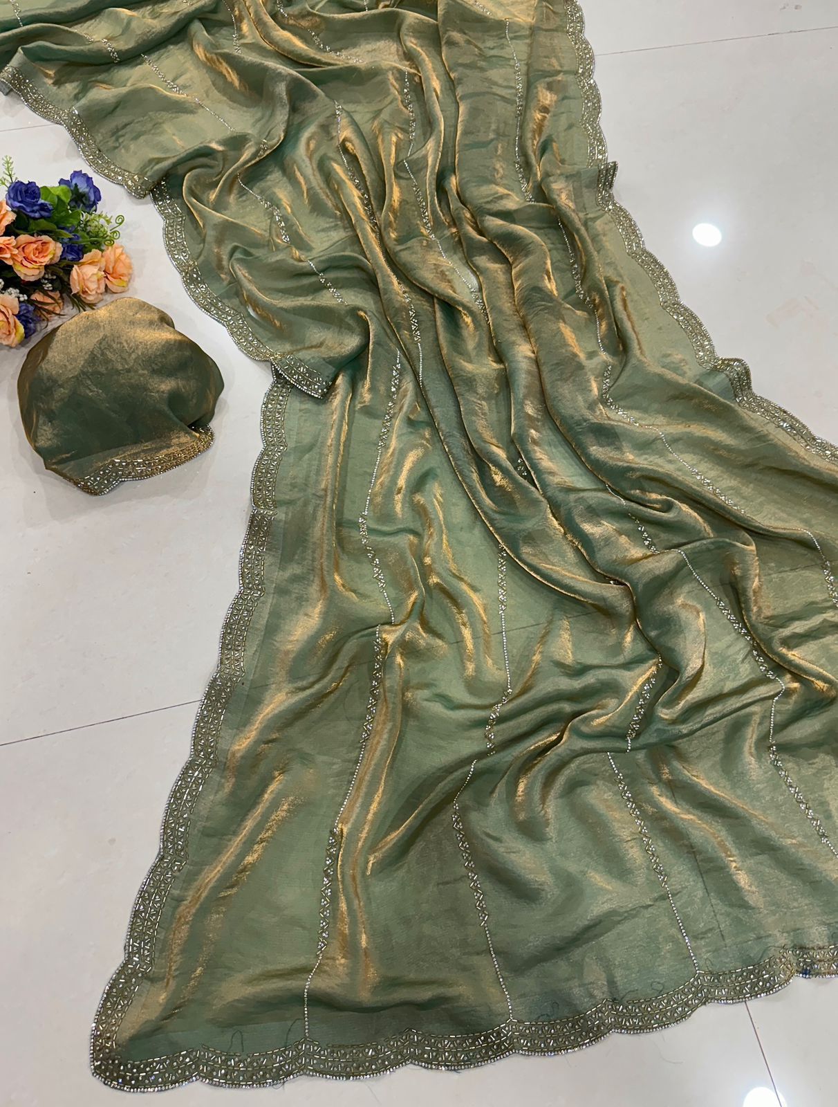Trendy Space Sattin Silk Saree