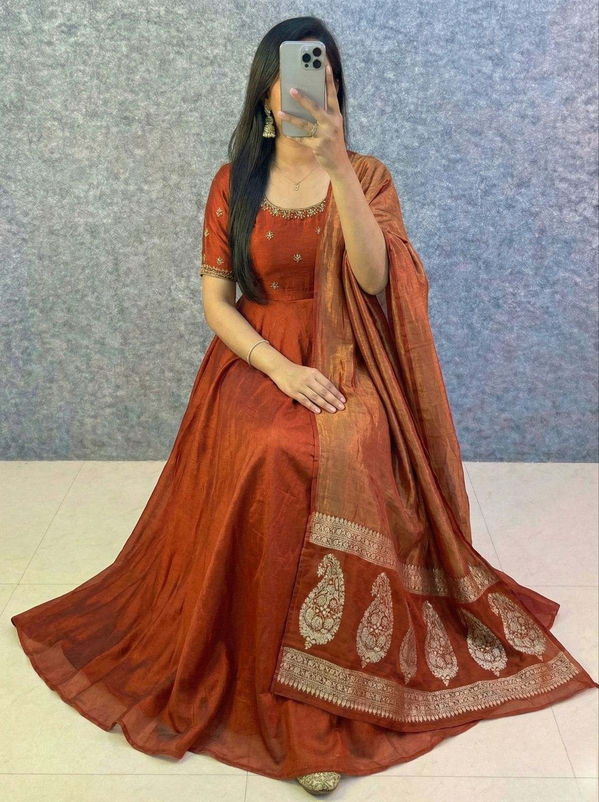 Trending Big Boss Tanuja Style Maggam Work Gown