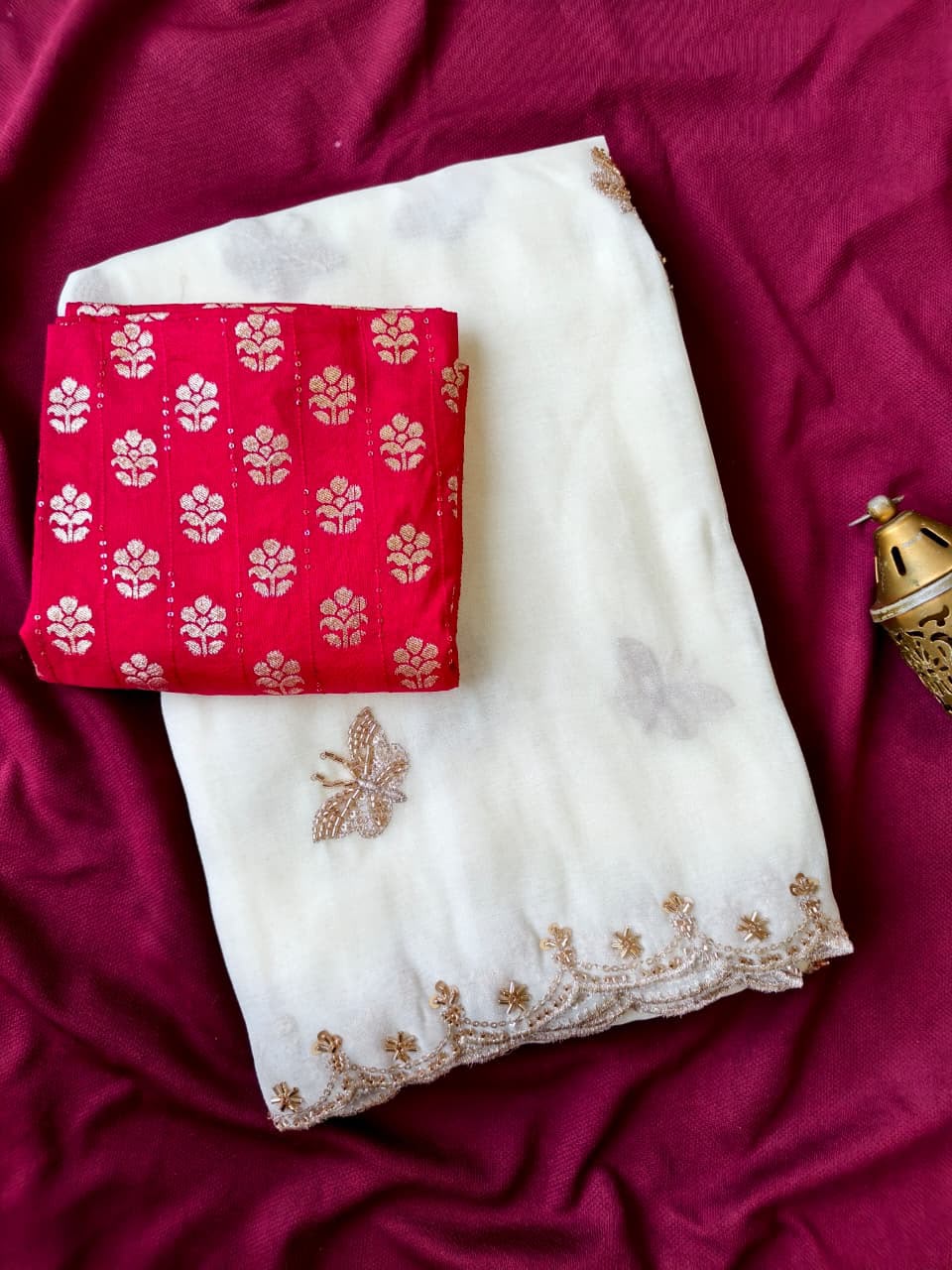 Cocktail Sarees with Cutdana Work
