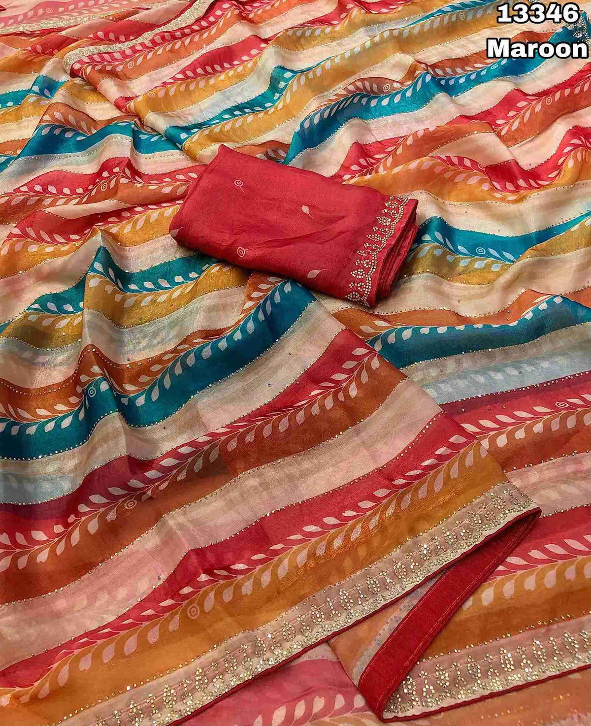 Space Silk Saree with Jarkhan Siroski Work
