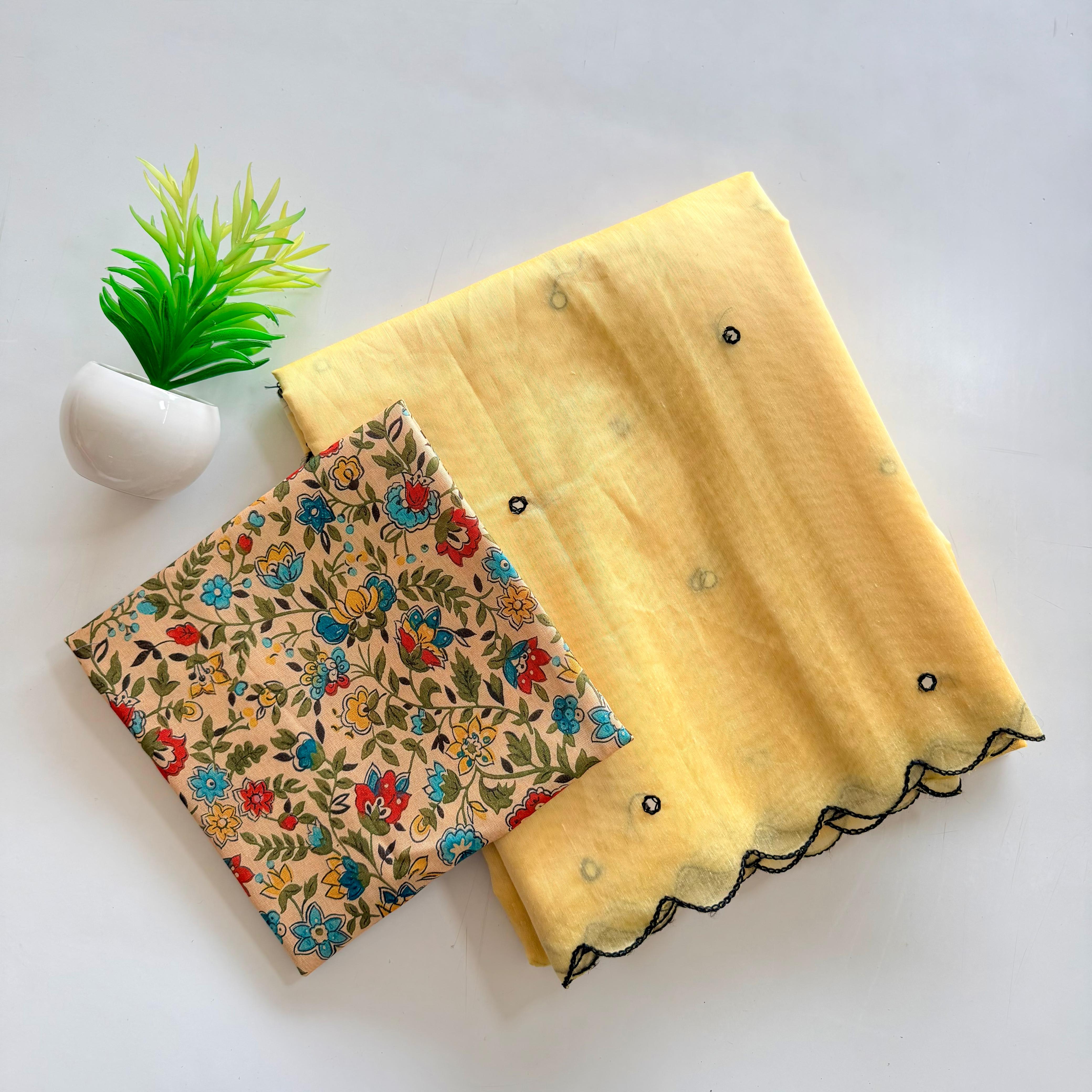 Soft Chanderi Saree with Beautiful handtouch mirror cover with thread work